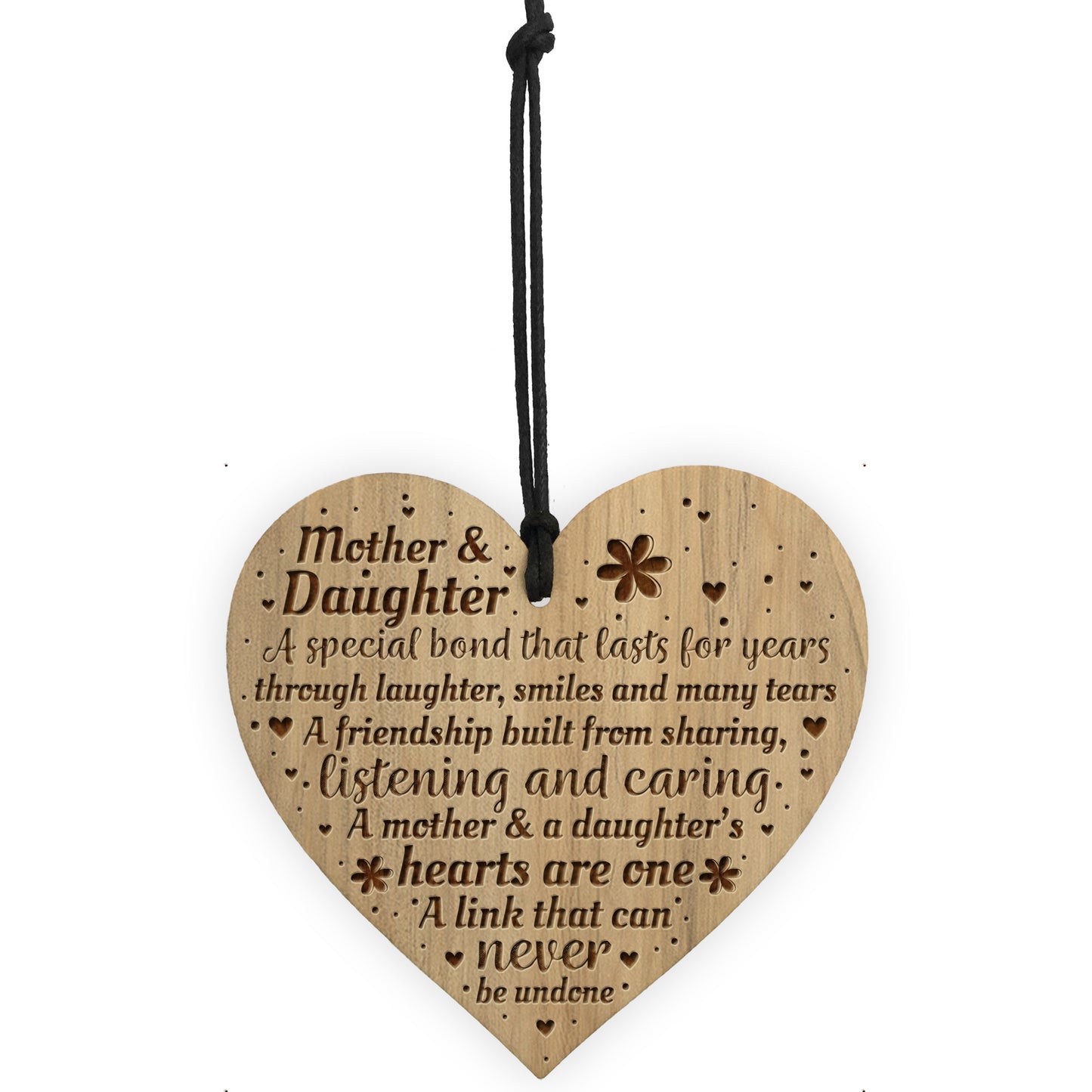 Mother And Daughter Gift Engraved Wood Heart Birthday Christmas