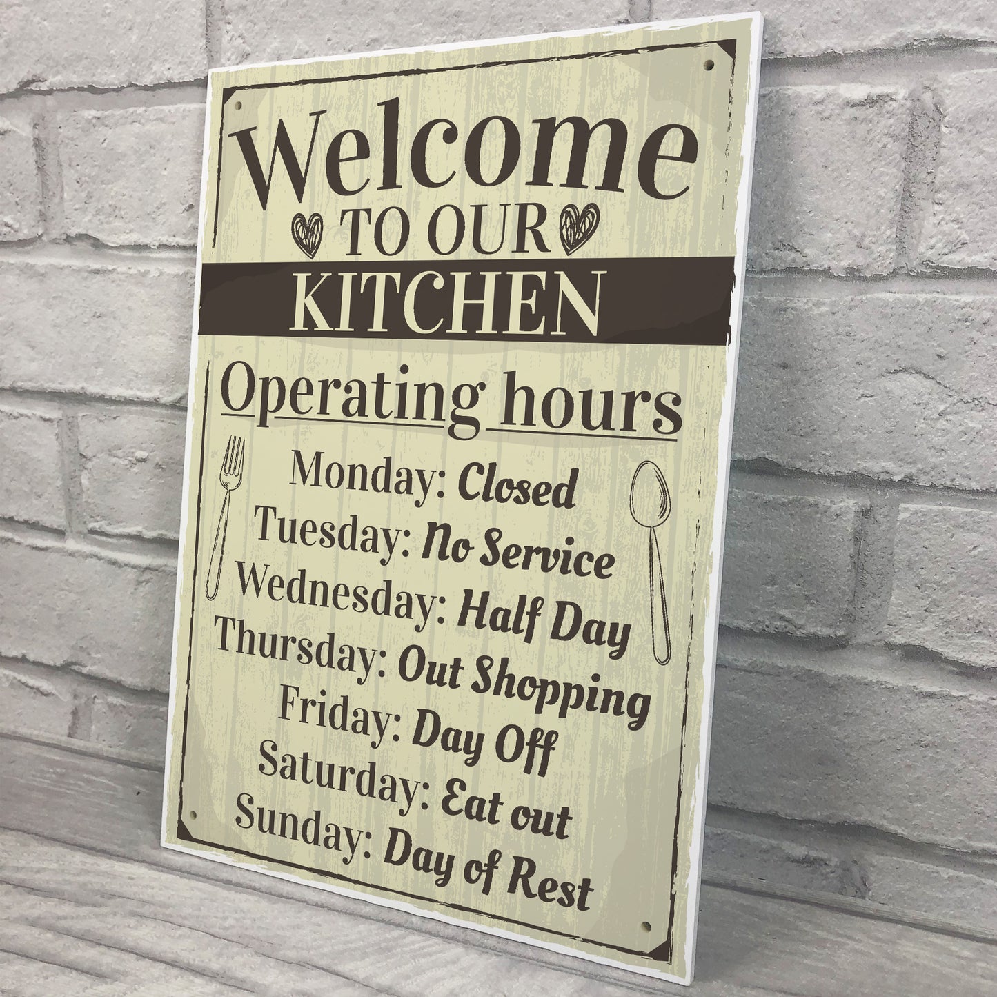 Kitchen Sign Humorous Plaque Vintage Retro Wall Shabby Chic