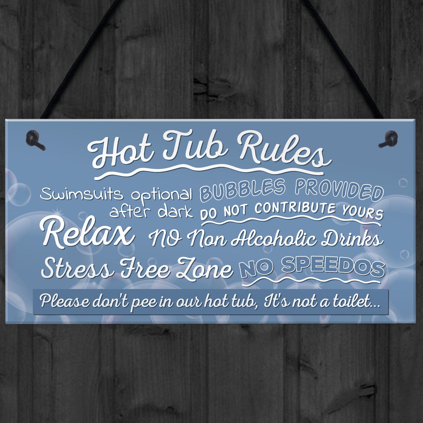 Hot Tub Rules Novelty Hanging Garden Shed Plaque Jacuzzi Pool