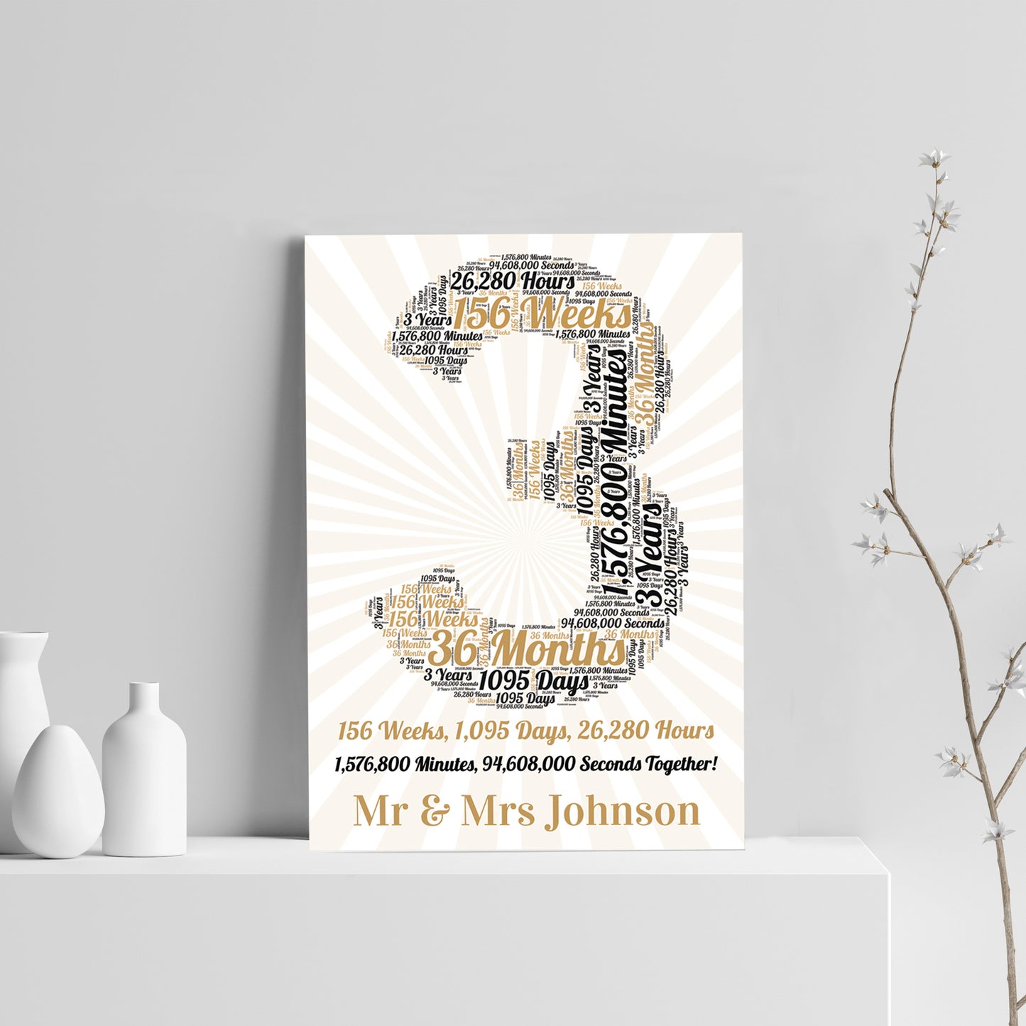 3rd Anniversary Gift For Him Print 3rd Anniversary Gift For Her
