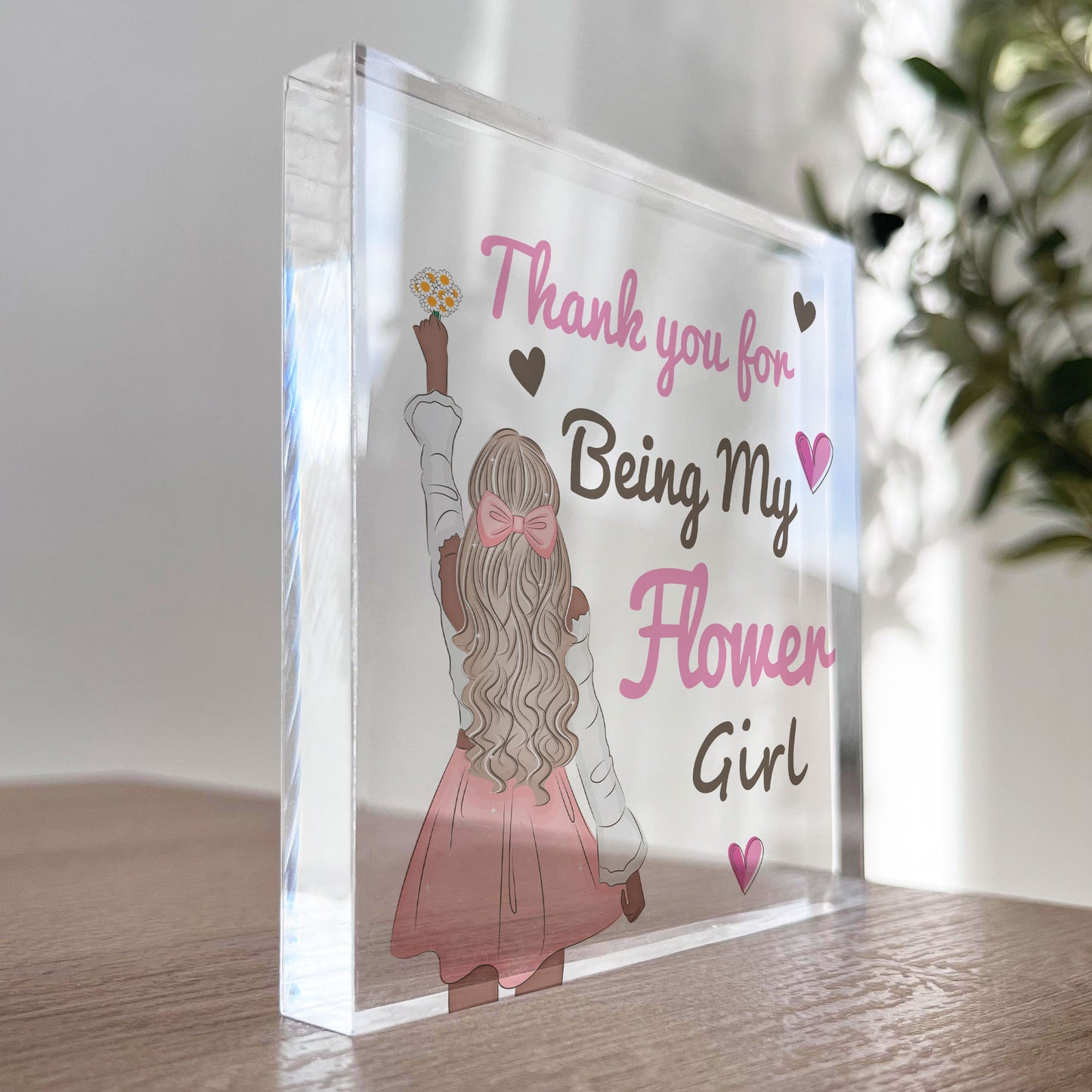 Thank You For Being My Flower Girl Gift Acrylic Block Wedding