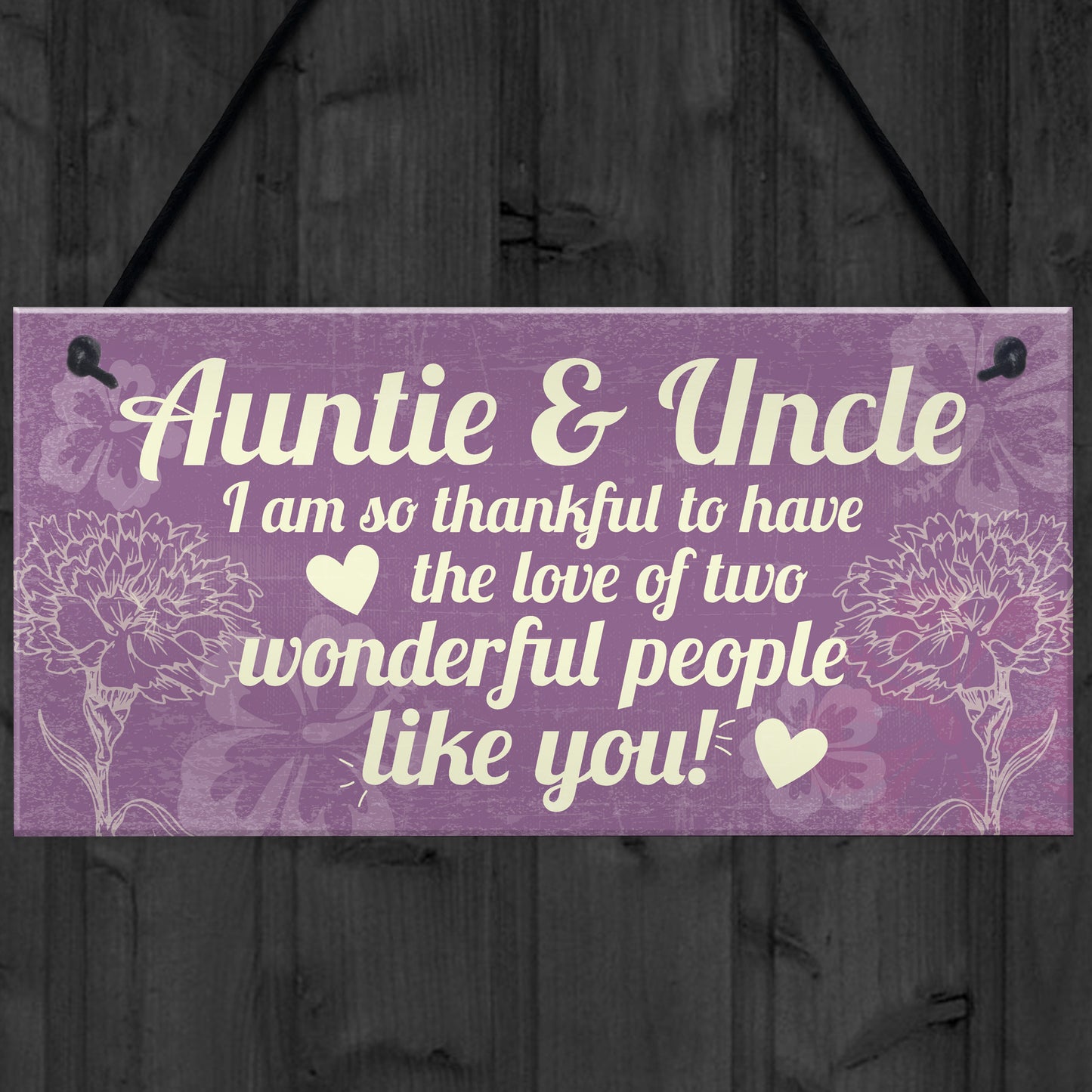 Gifts For Auntie Uncle Birthday Thank You Gift Hanging Plaque