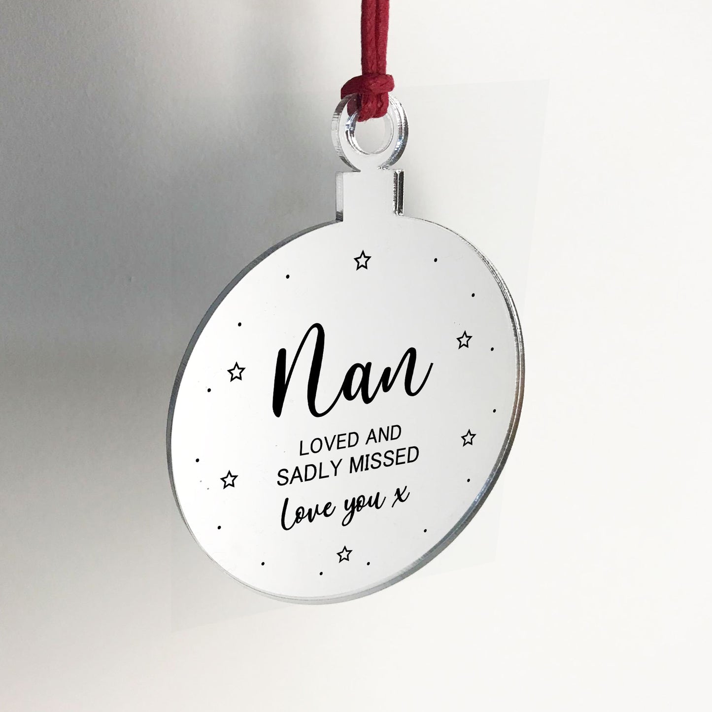 Nan Memorial Gift Engraved Hanging Bauble In Memory Plaque