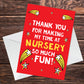 Thank You Teacher Card Nursery Teacher Greetings Card