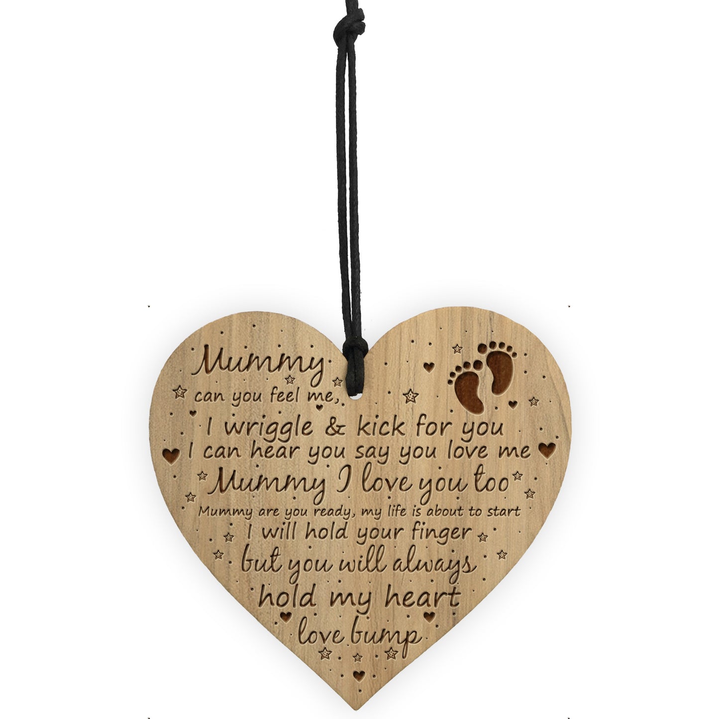 Mummy To Be Gift From Bump Engraved Wood Heart Birthday Xmas