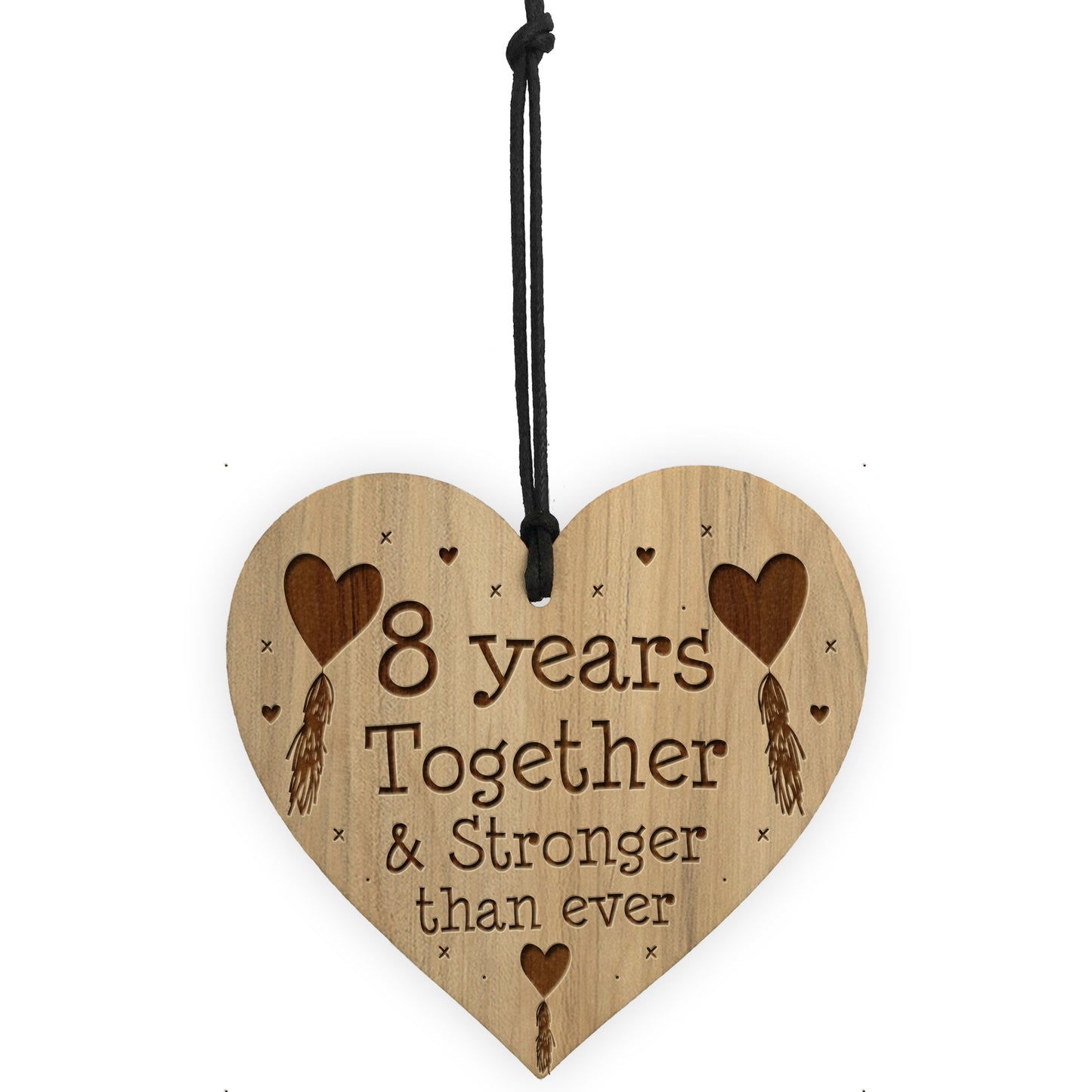 8th Anniversary Gift For Him Her Engraved Heart Husband Wife