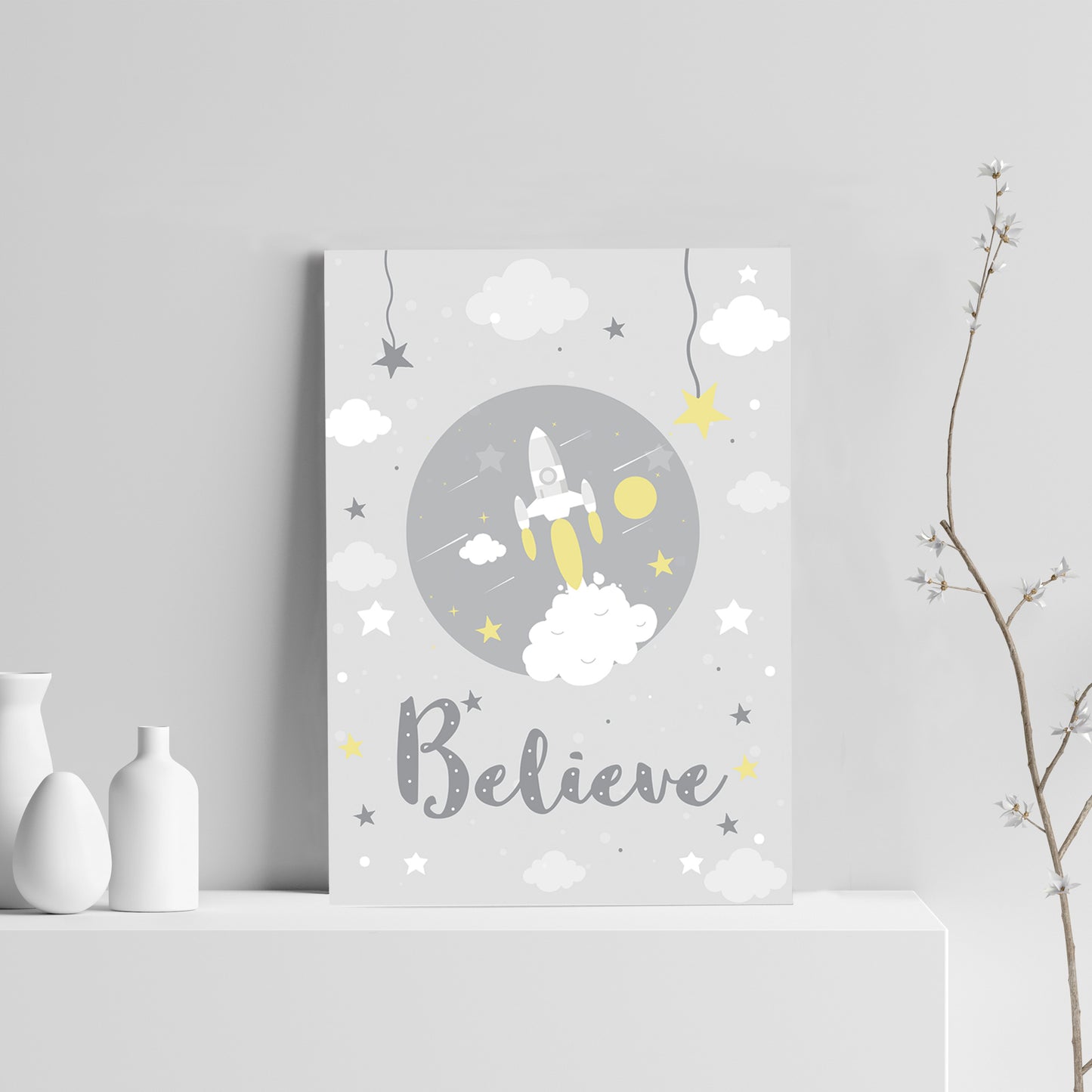 Cute Nursery Print For Boy Bedroom Nursery Believe Quote Print