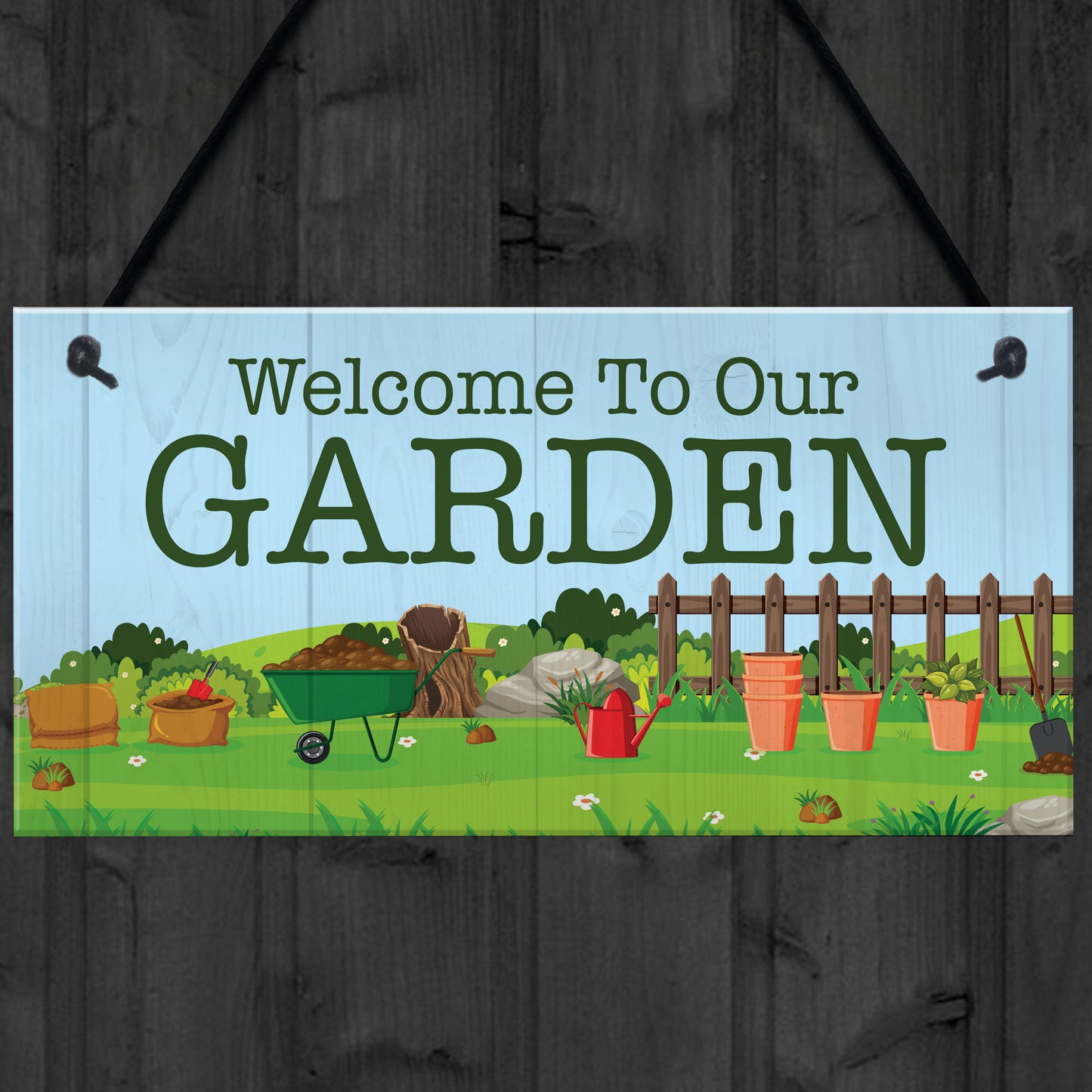 Welcome To Our Garden Sign Hanging Wall Door Shed Sign Gift