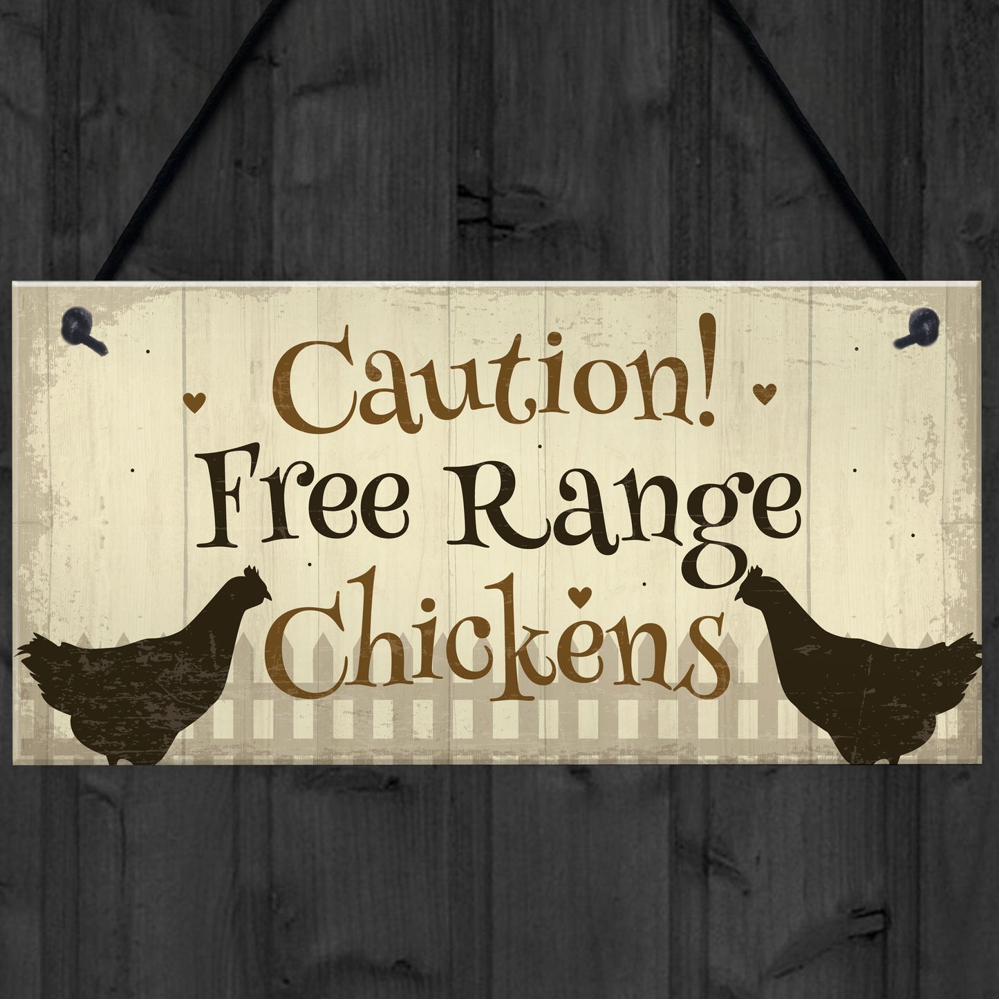 Caution Free Range Chickens Garden Sign Funny Novelty Plaque