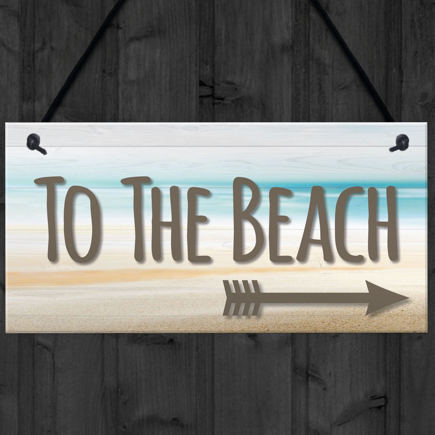 To The Beach Arrow Nautical Seaside Marine Theme Hanging Plaque