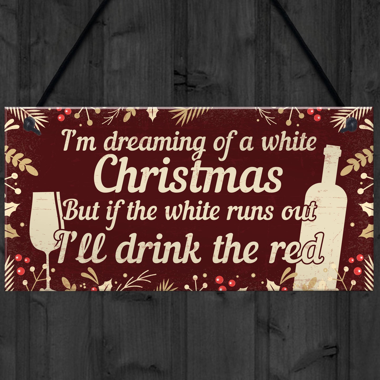 Funny Alcohol Sign Hanging Plaque Christmas Decoration Xmas Gift