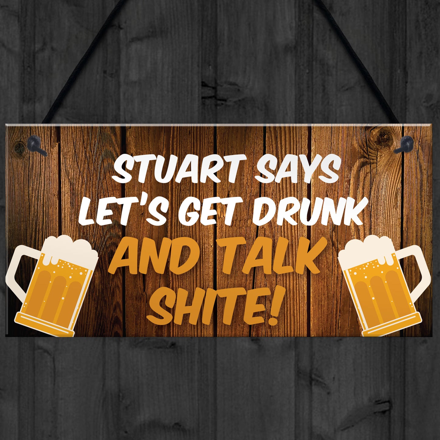 Personalised Bar Sign Funny Alcohol Gift Hanging Garden Sign
