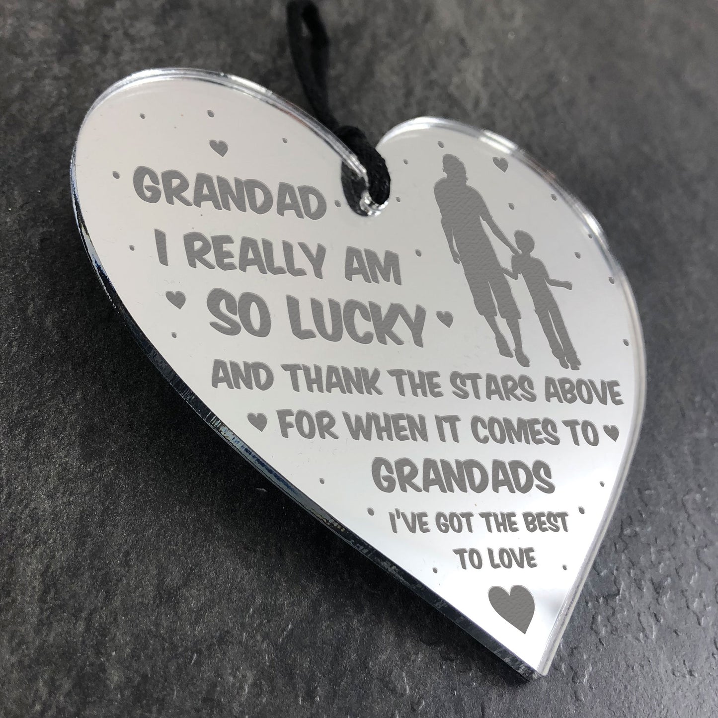 Novelty Thank You Gift For Grandad Engraved Heart Birthday Xmas