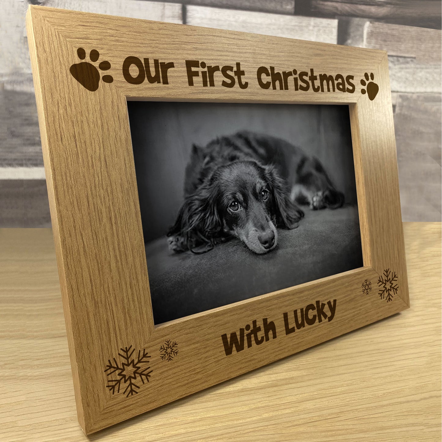 Our First Christmas Wooden Frame Pet Gift New Dog Gift Family