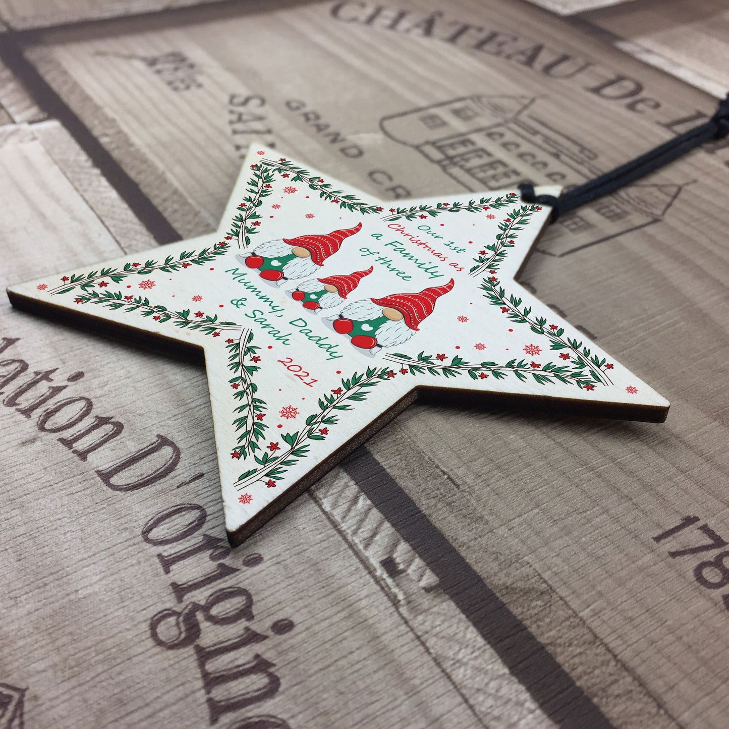 1st Christmas Bauble Star Personalised Mummy Daddy Baby Gift