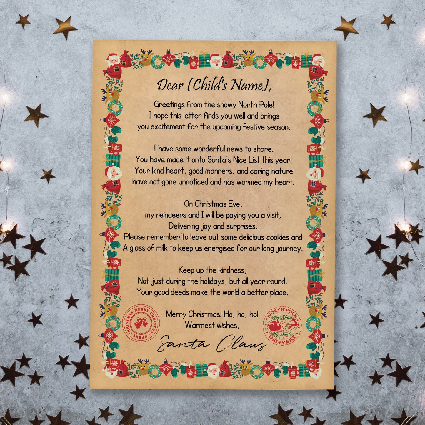 Christmas Eve Box Filler Personalised Letter From Santa Daughter