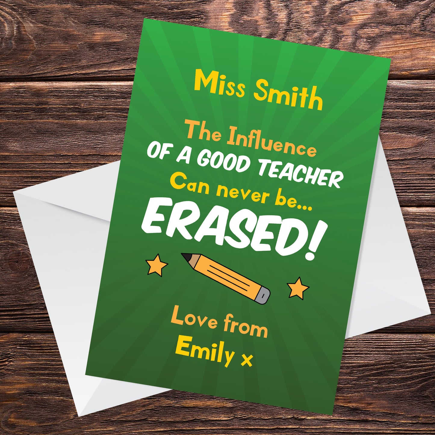 Personalised Teacher Card Thank You From Student Leaving Goodbye