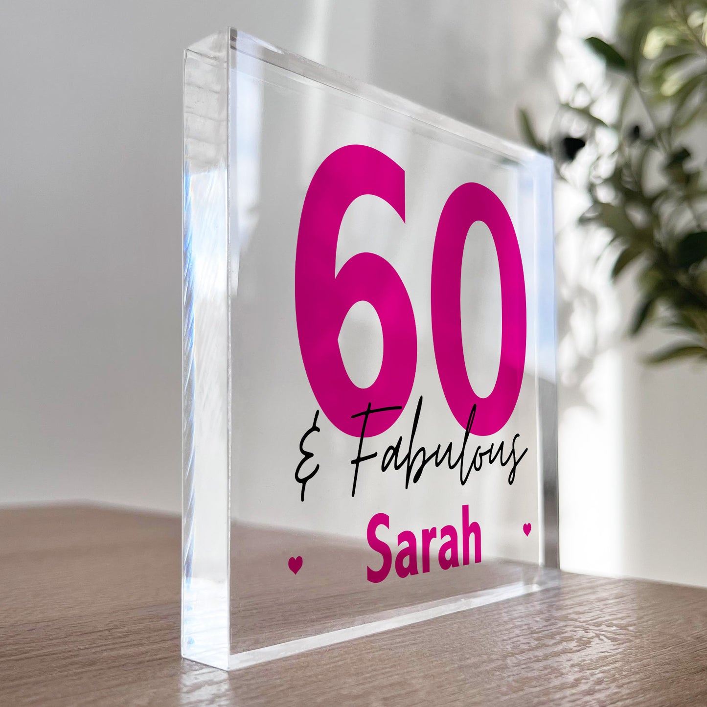 60th Birthday Gift Personalised Acrylic Block 60 And Fabulous