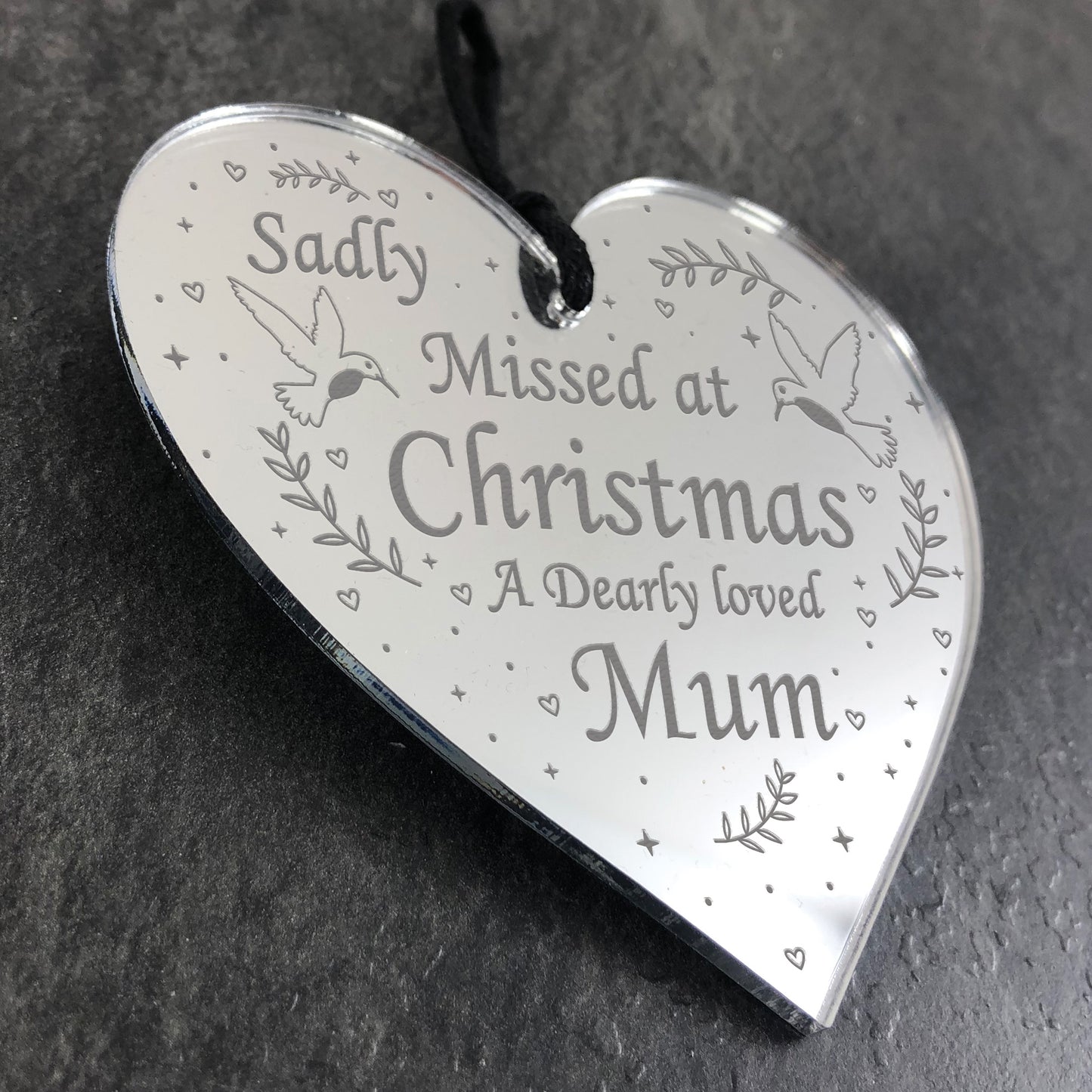 Christmas Memorial Decoration For Mum Mirror Acrylic Heart