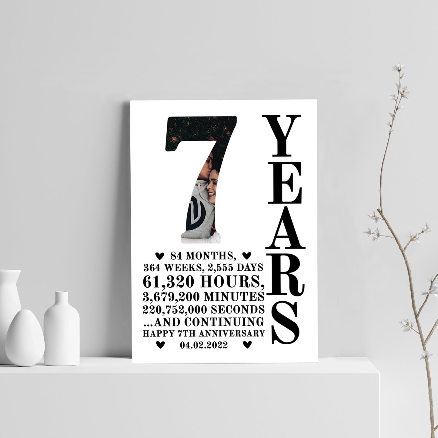 7th Anniversary Gift Print Personalised Photo Husband Wife