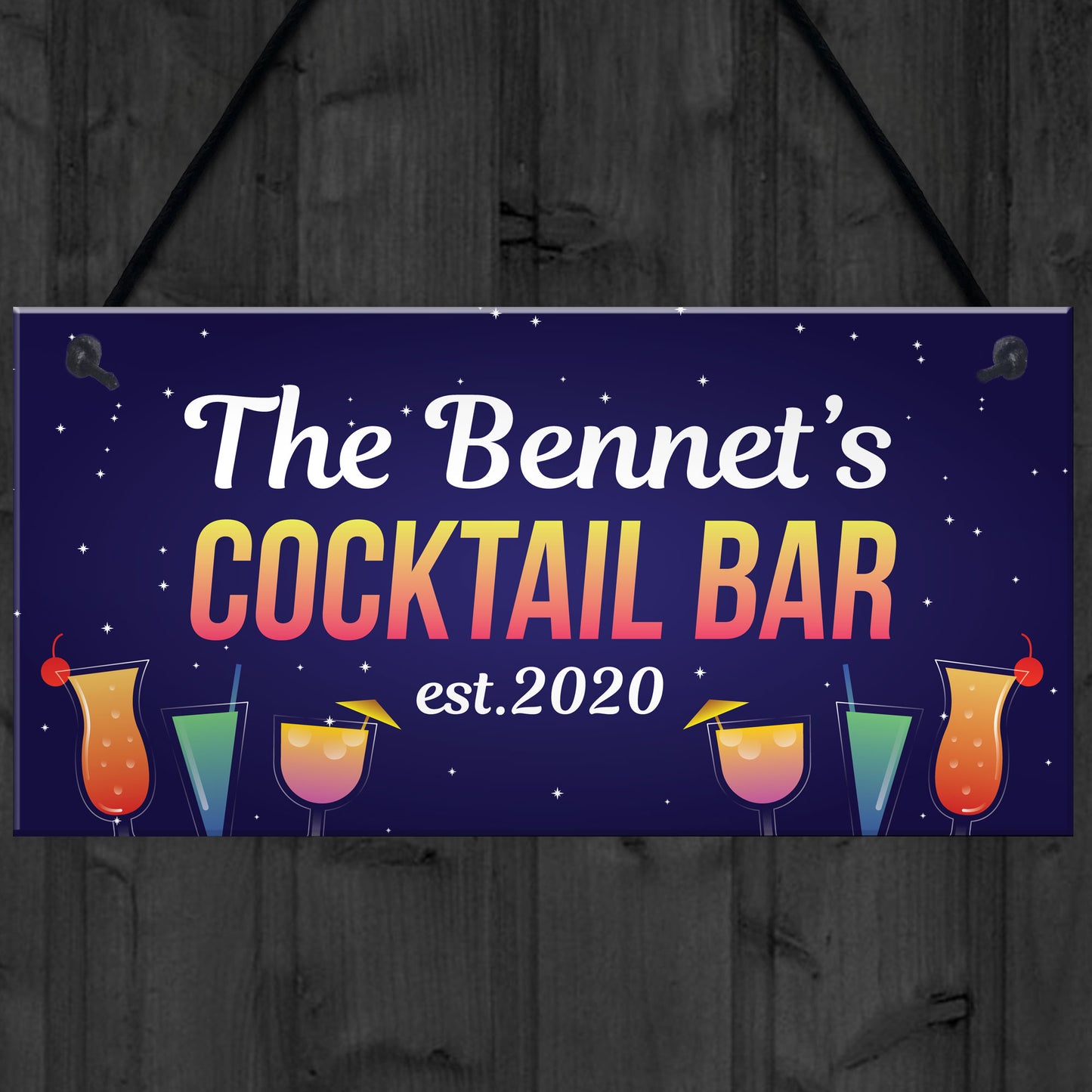 Personalised Cocktail Bar Plaques Home Bar Decor Signs Garden
