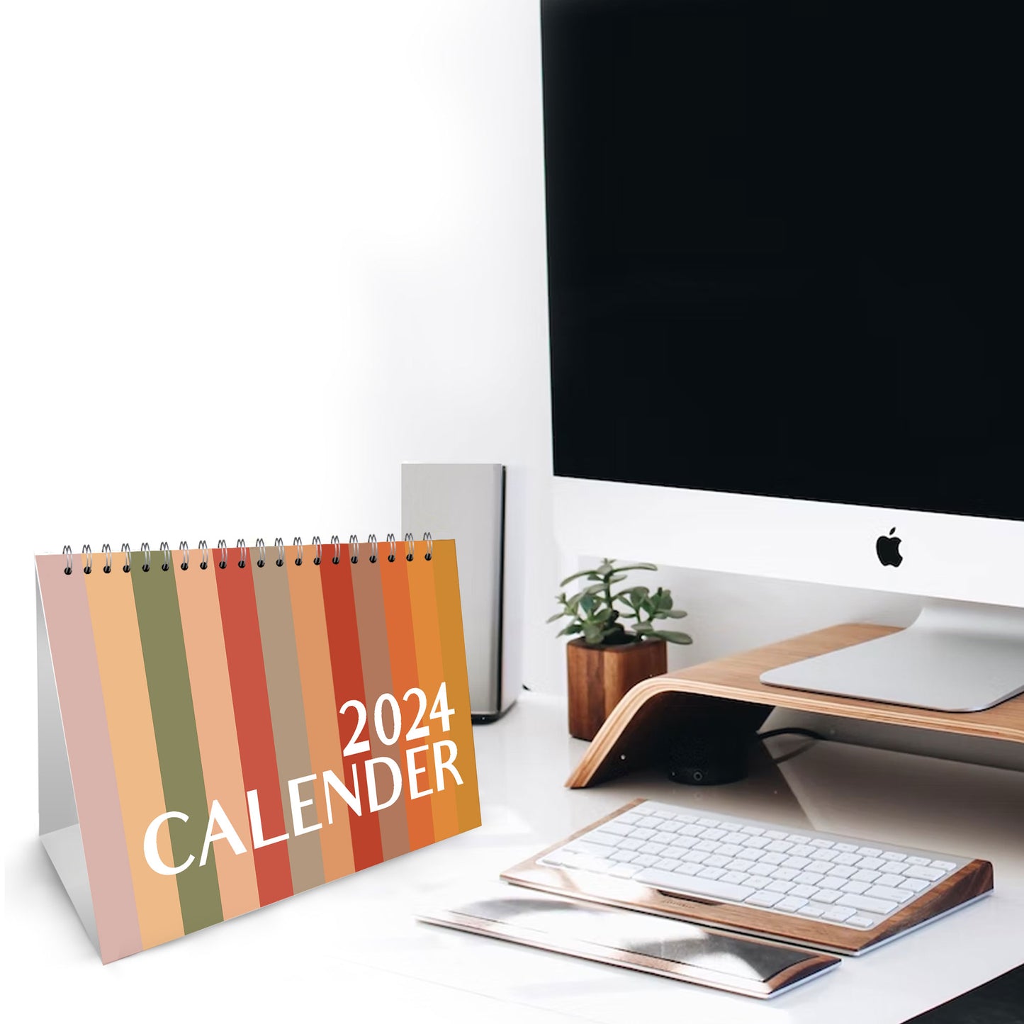 Minimalistic 2024 Calendar Spiral Bound Planner for Home Office