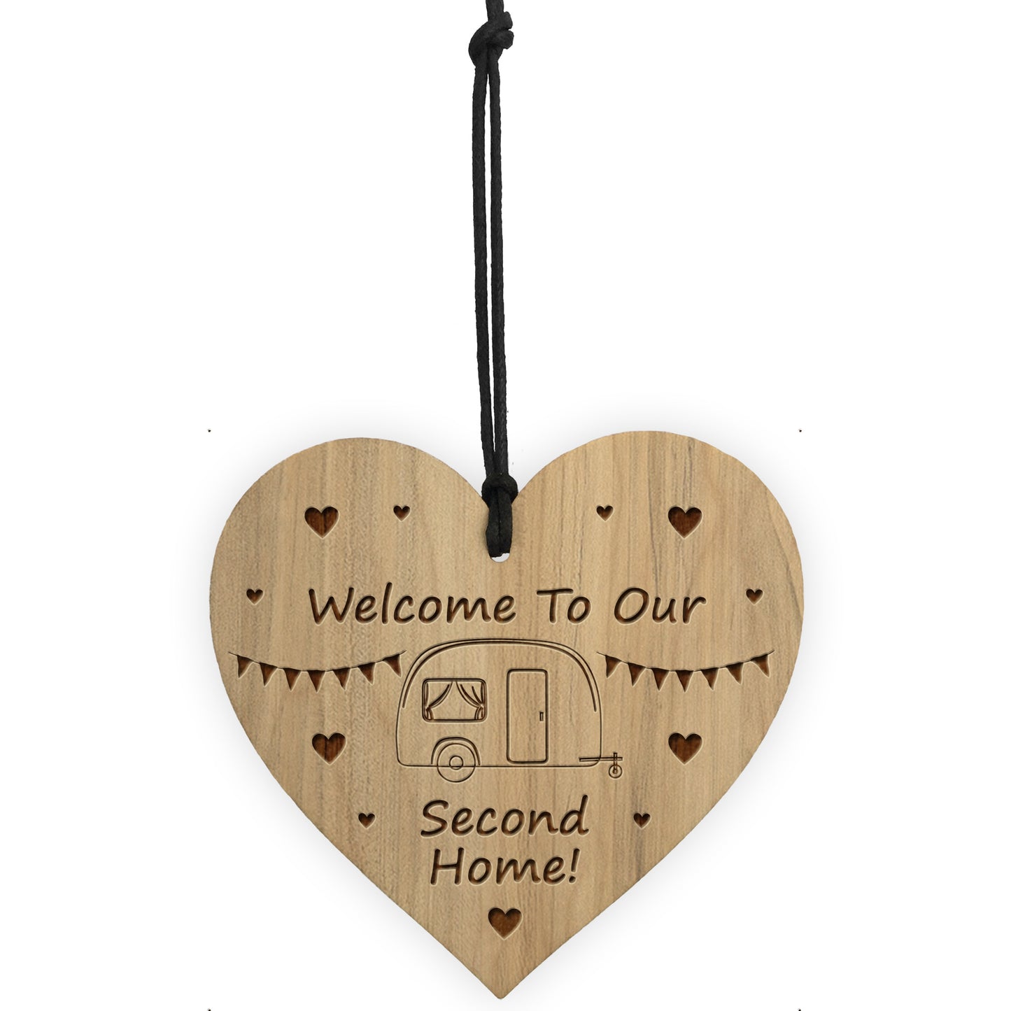 Caravan Sign Engraved Heart Second Home Friendship Sign