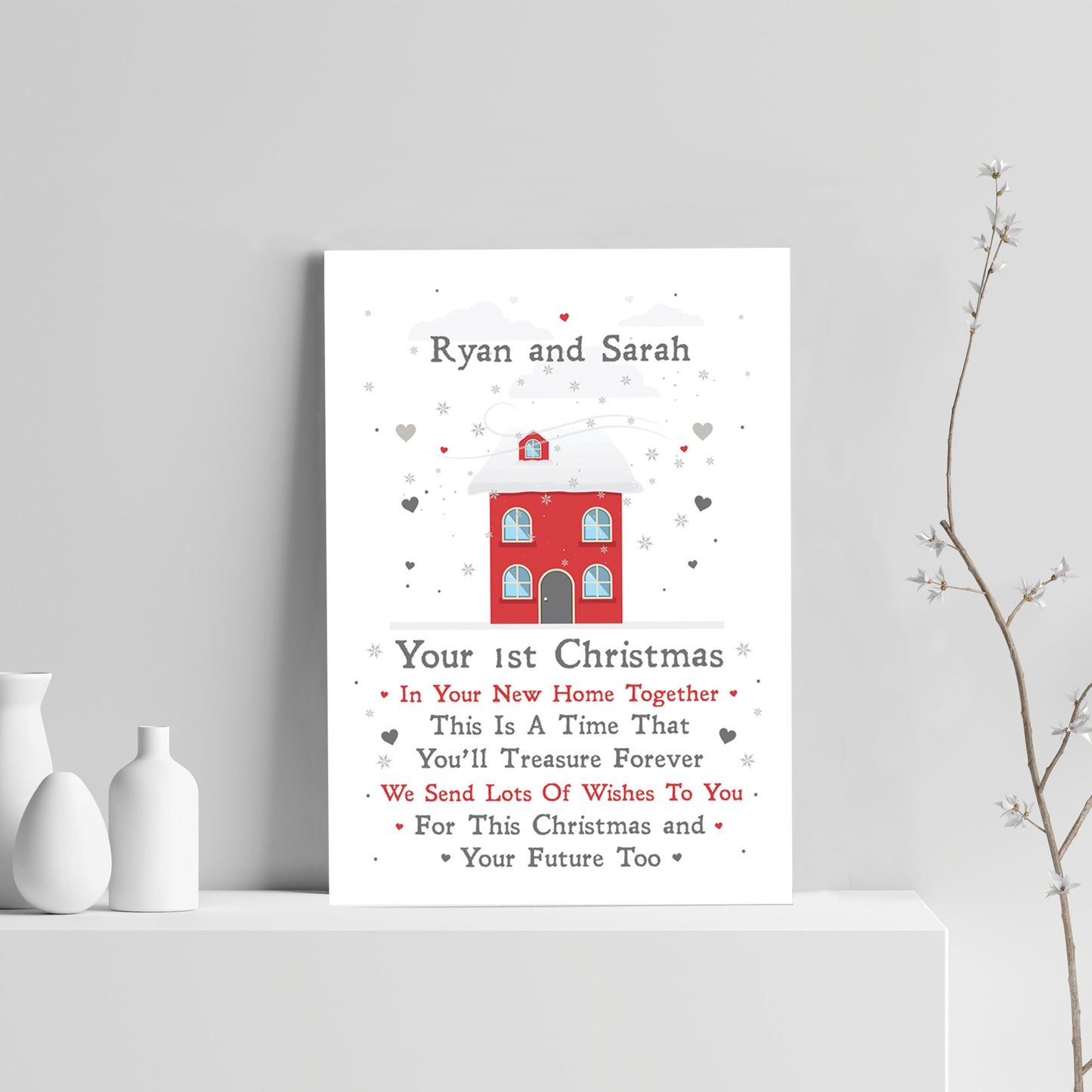 Personalised First 1st Christmas In Your New Home Print Decor