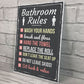 Bathroom Rules Funny Toilet Door Wall Sign Novelty Joke Plaque