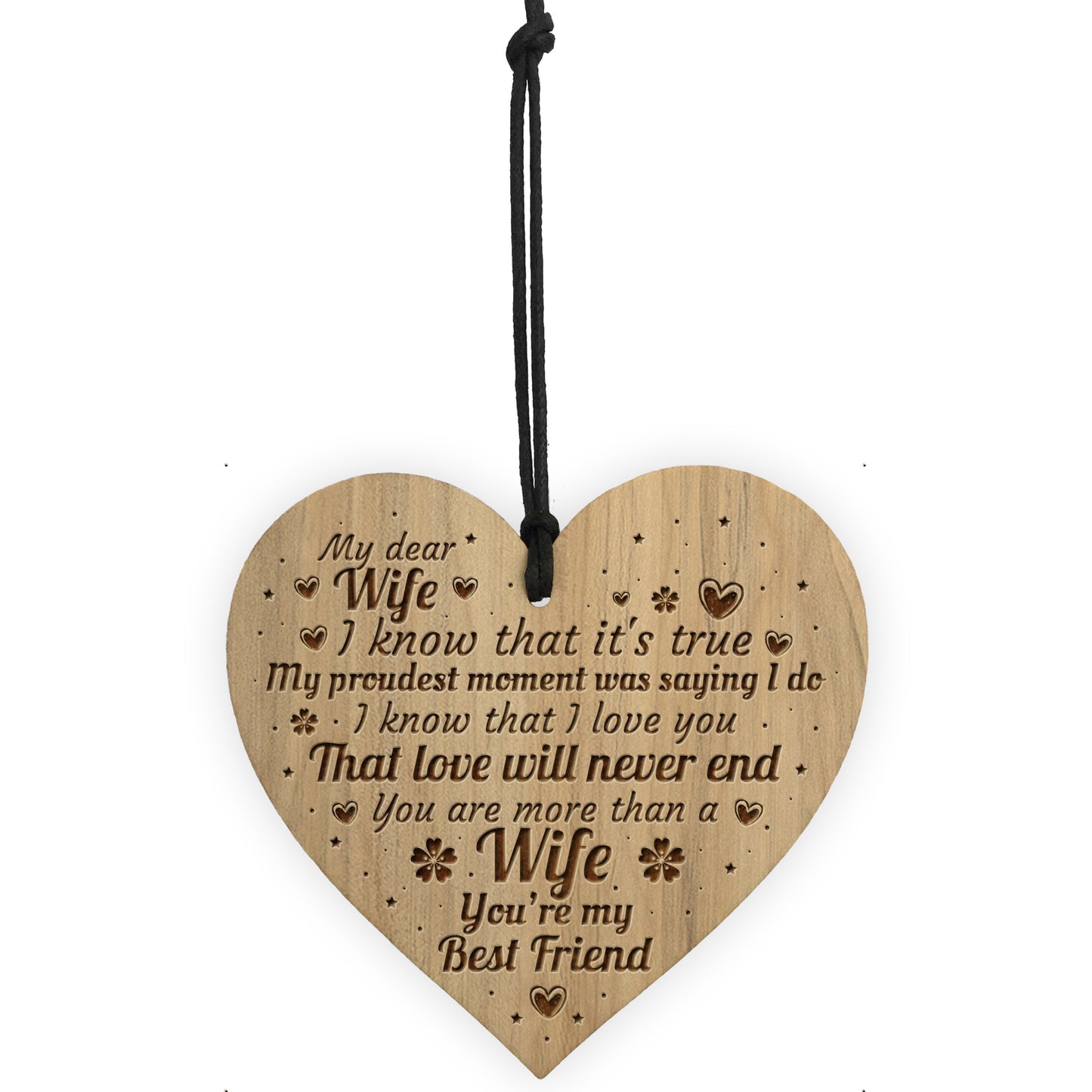 Anniversary Birthday Christmas Gift For Wife Engraved Heart Gift