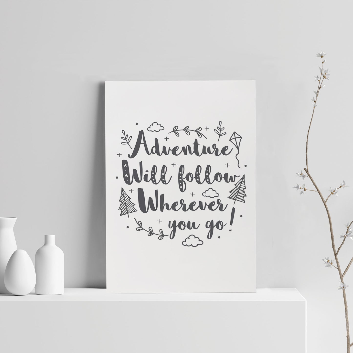 Grey Nursery Prints Baby Room Girls Boys Bedroom Wall Art Gift