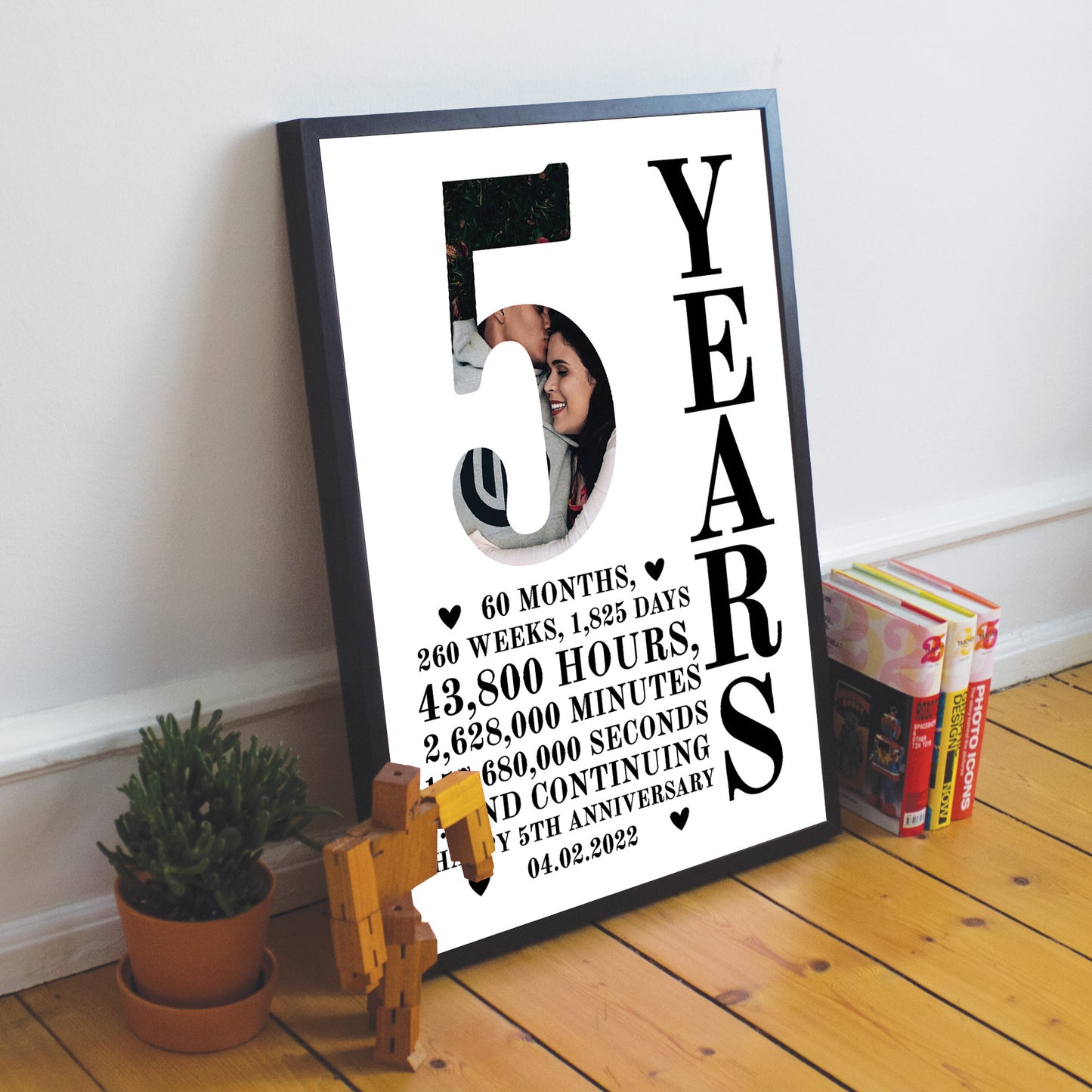 5th Anniversary Gift Framed Print Personalised Husband Wife