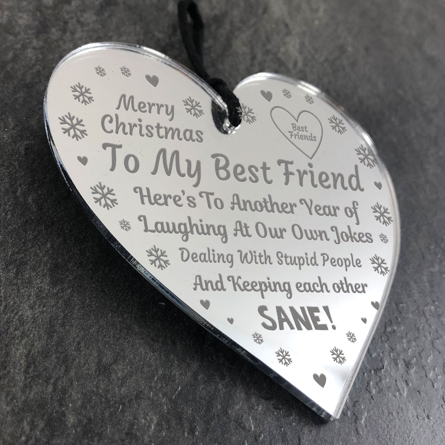 BEST FRIEND GIFT Engraved Heart Friendship Gift Funny Christmas