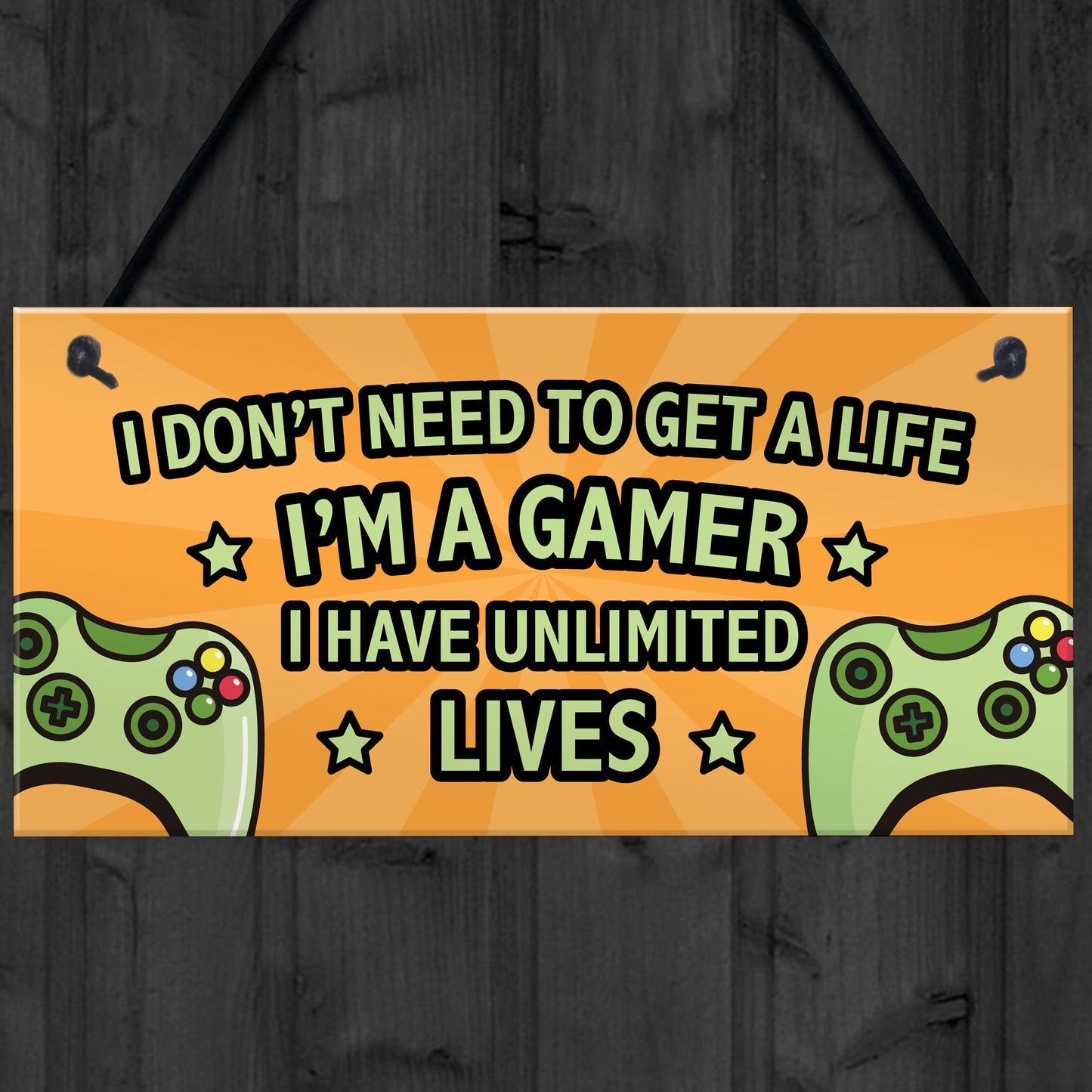 Gaming Sign Retro Hanging Door Plaque For Boys Bedroom Man Cave
