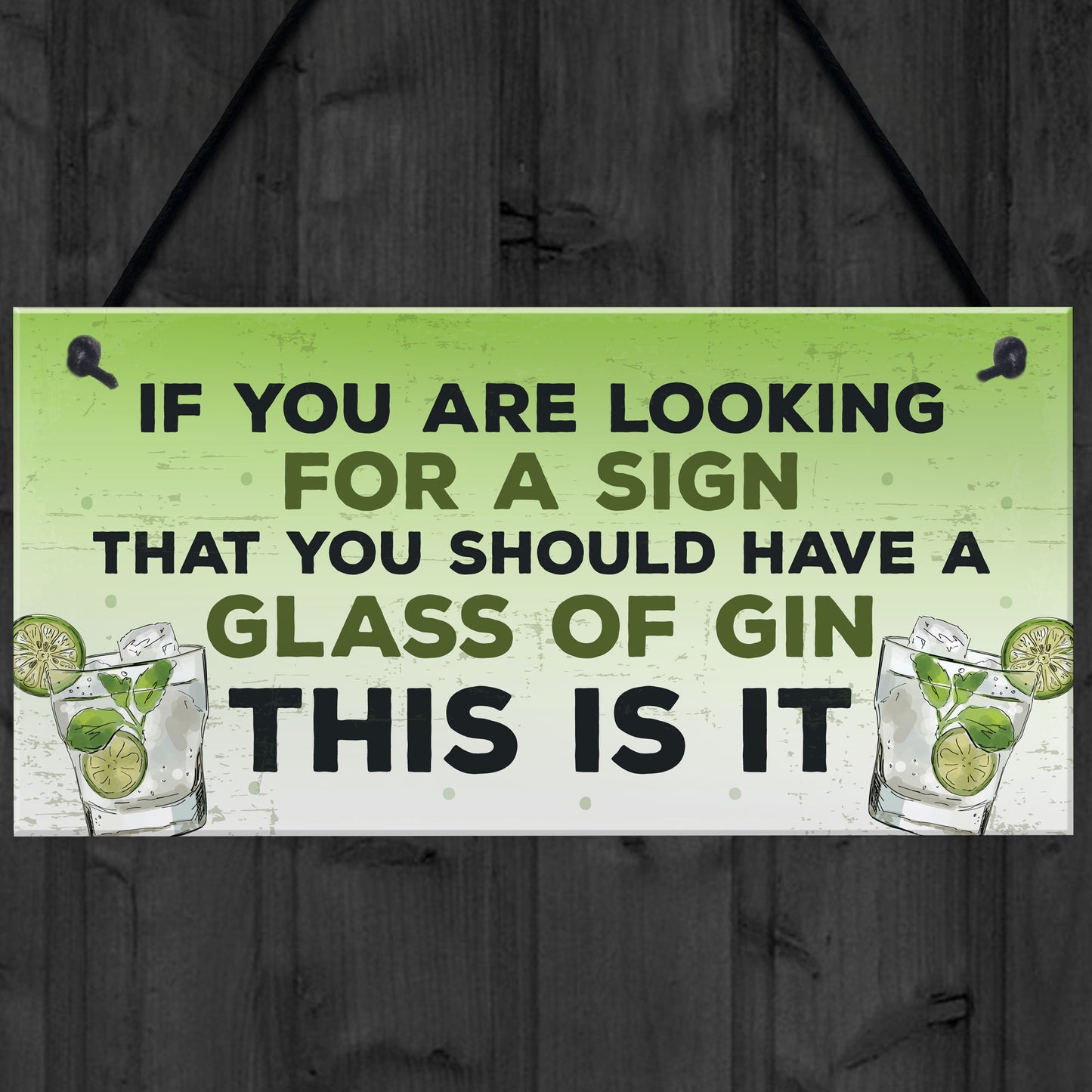 Gin Bar Garden Hanging Plaque Alcohol Man Cave Vintage Gin Gift