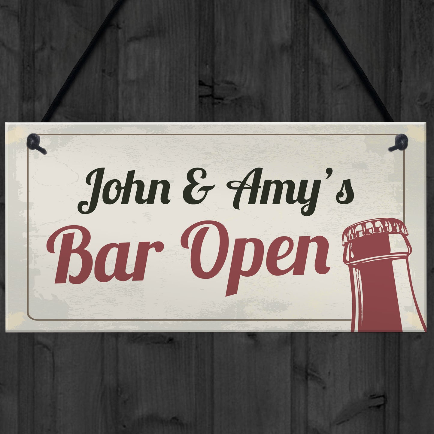 PERSONALISED Bar Open Home Bar Hanging Sign Man Cave Beer