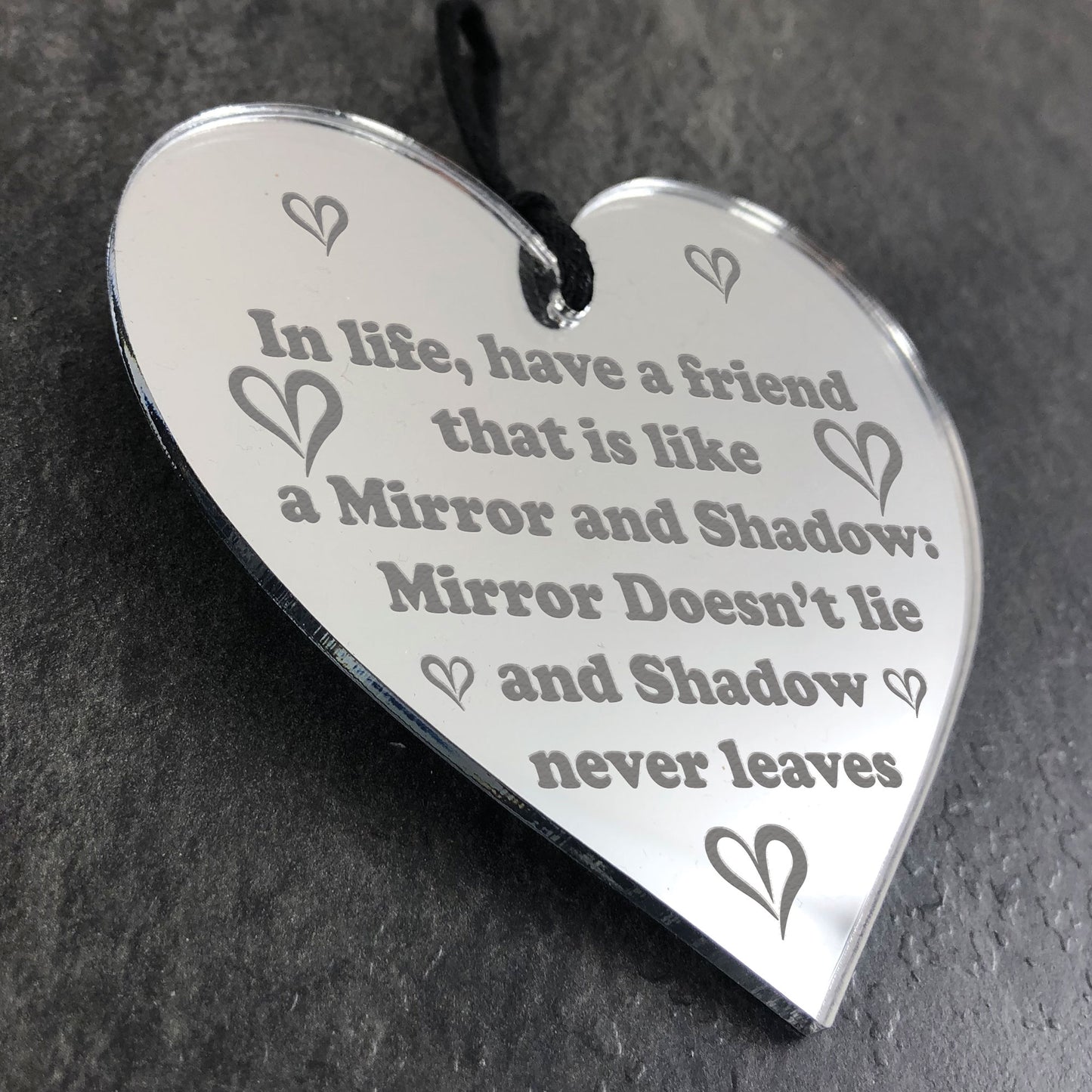 Engraved Friendship Gift Mirror Acrylic Heart Gift For Friend