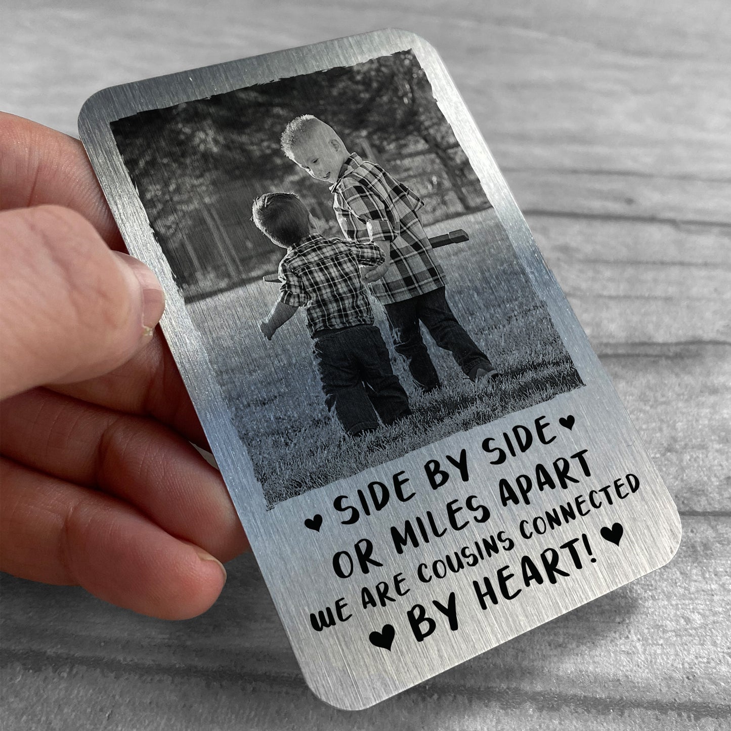 Personalised Cousin Gifts Metal Photo Card Gift For Cousin