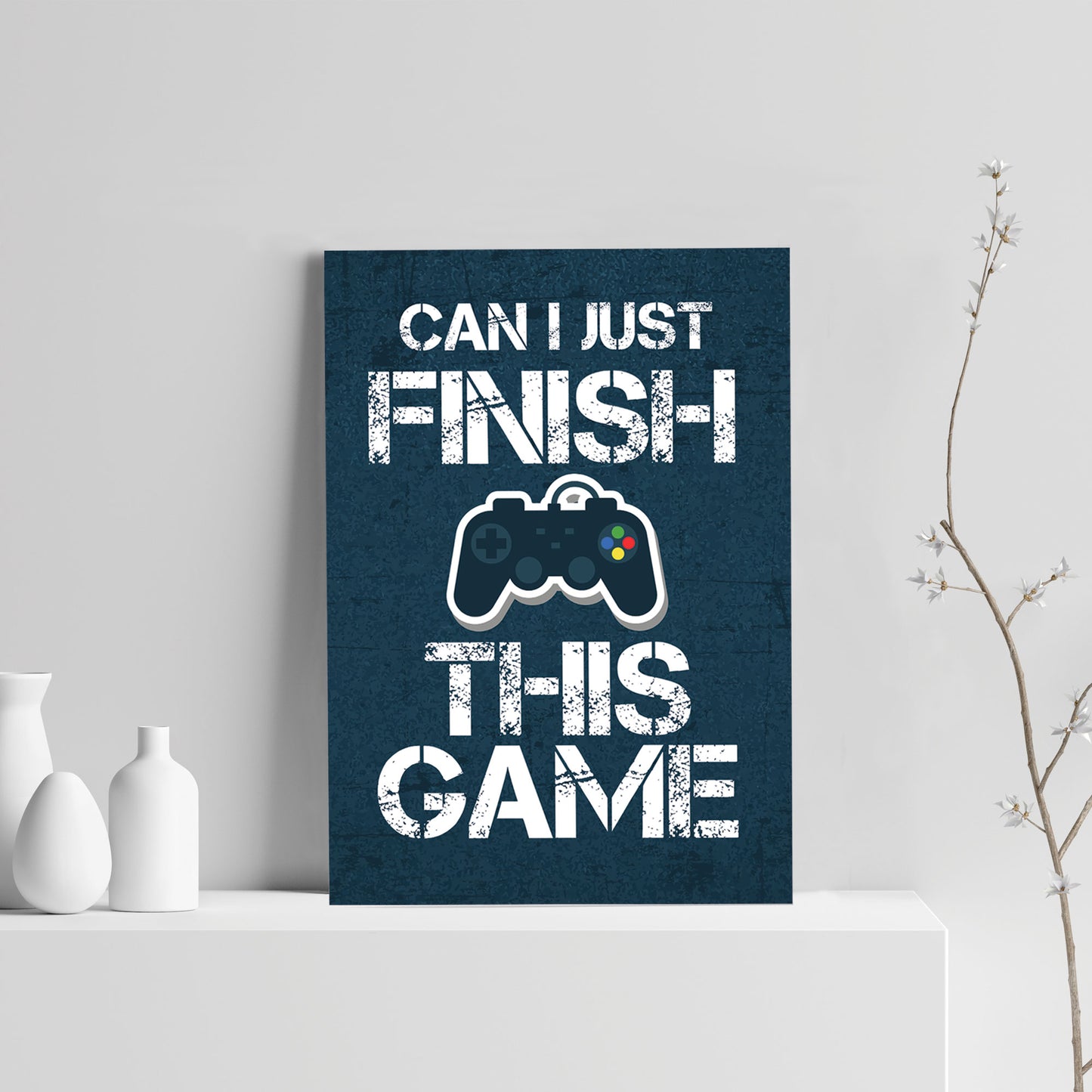 Blue Gaming Print Poster Playstation Inspired Boys Bedroom Sign