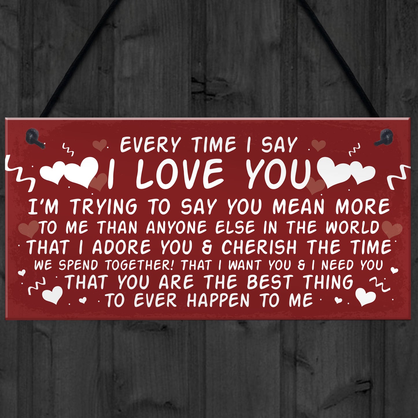 Love You Plaque Hanging Plaque Anniversary Valentines Day Gift