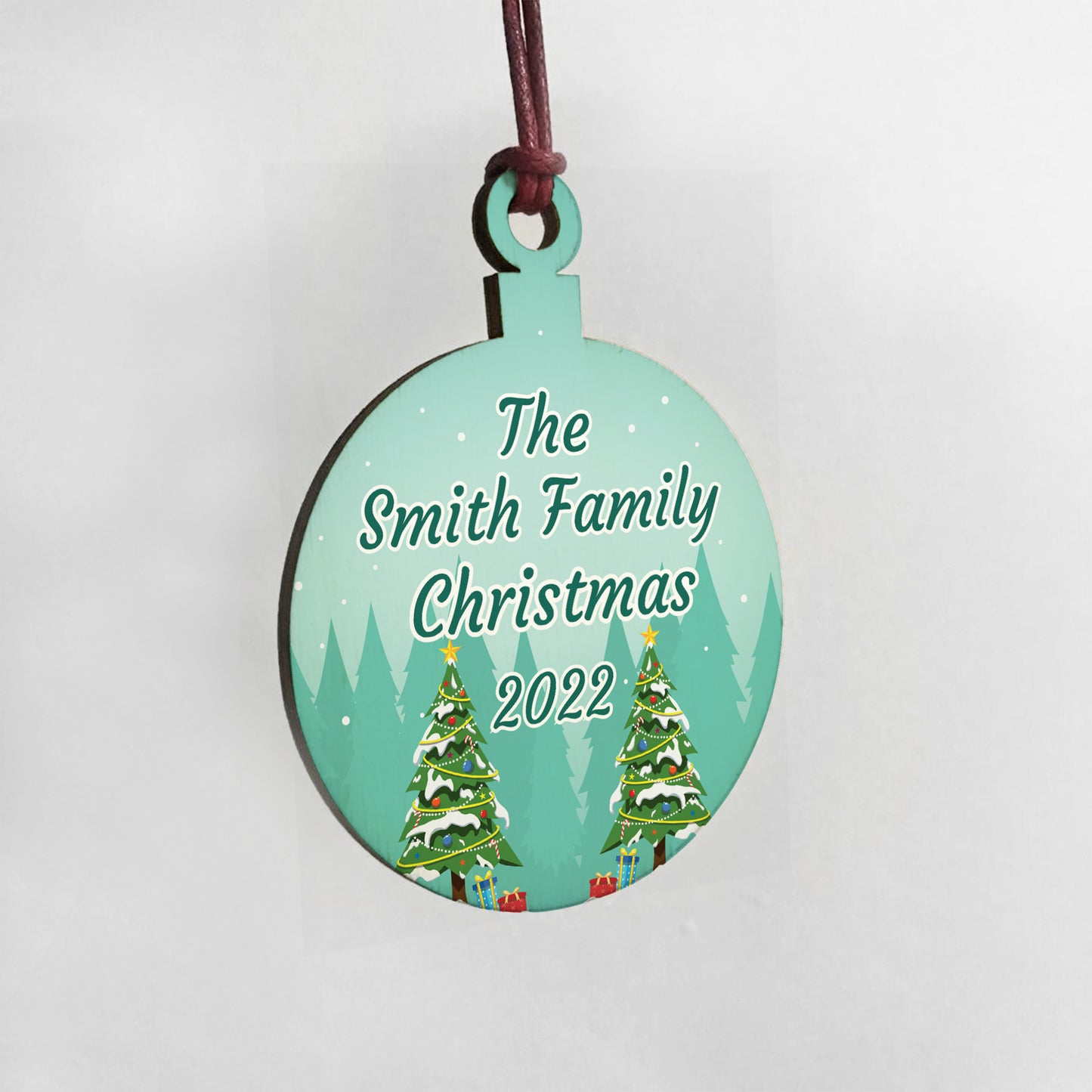 Christmas Decoration Personalised Family Tree Wooden Bauble