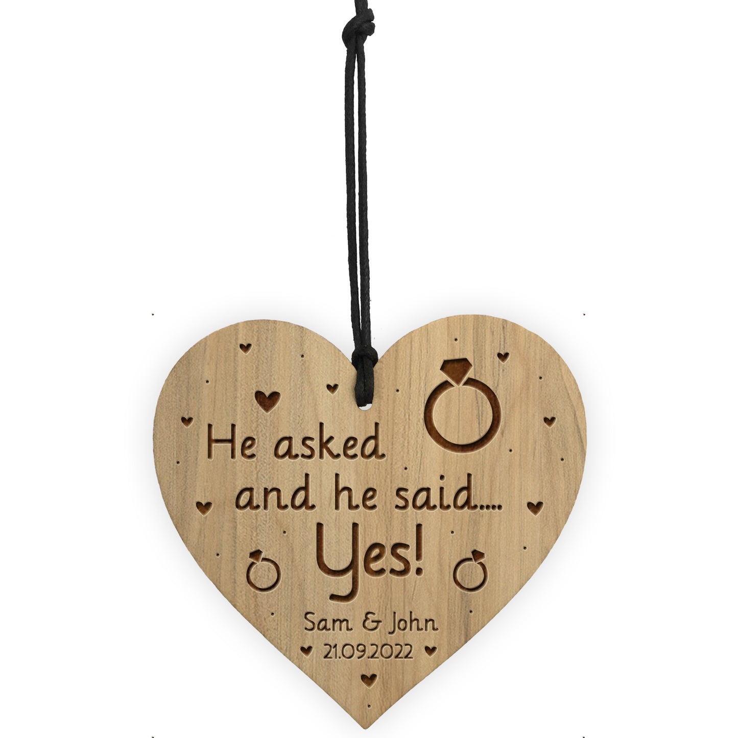 Personalised Engagement Gift For Him Engraved Heart He Asked