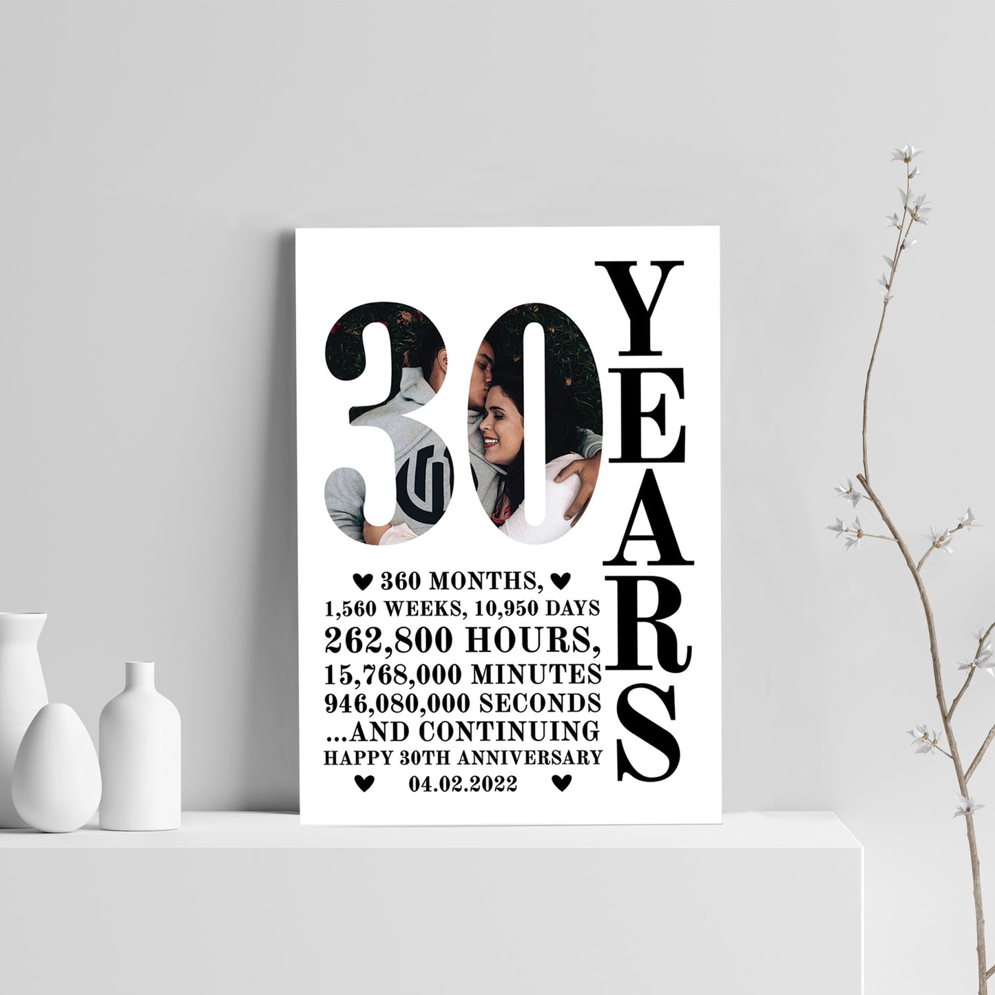 30th Anniversary Gift Print Personalised Photo Husband Wife