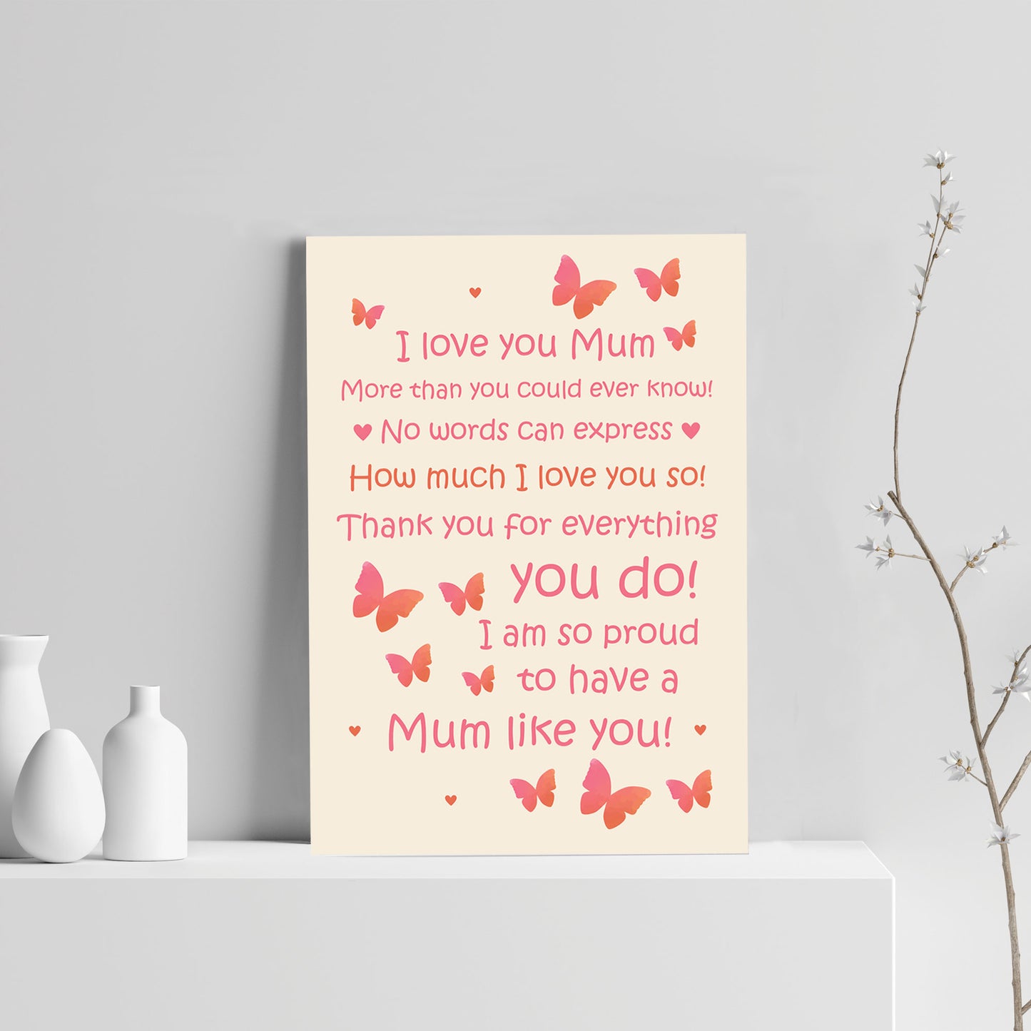 Mum Gift Home Plaque Daughter Son Gift Print THANK YOU Birthday