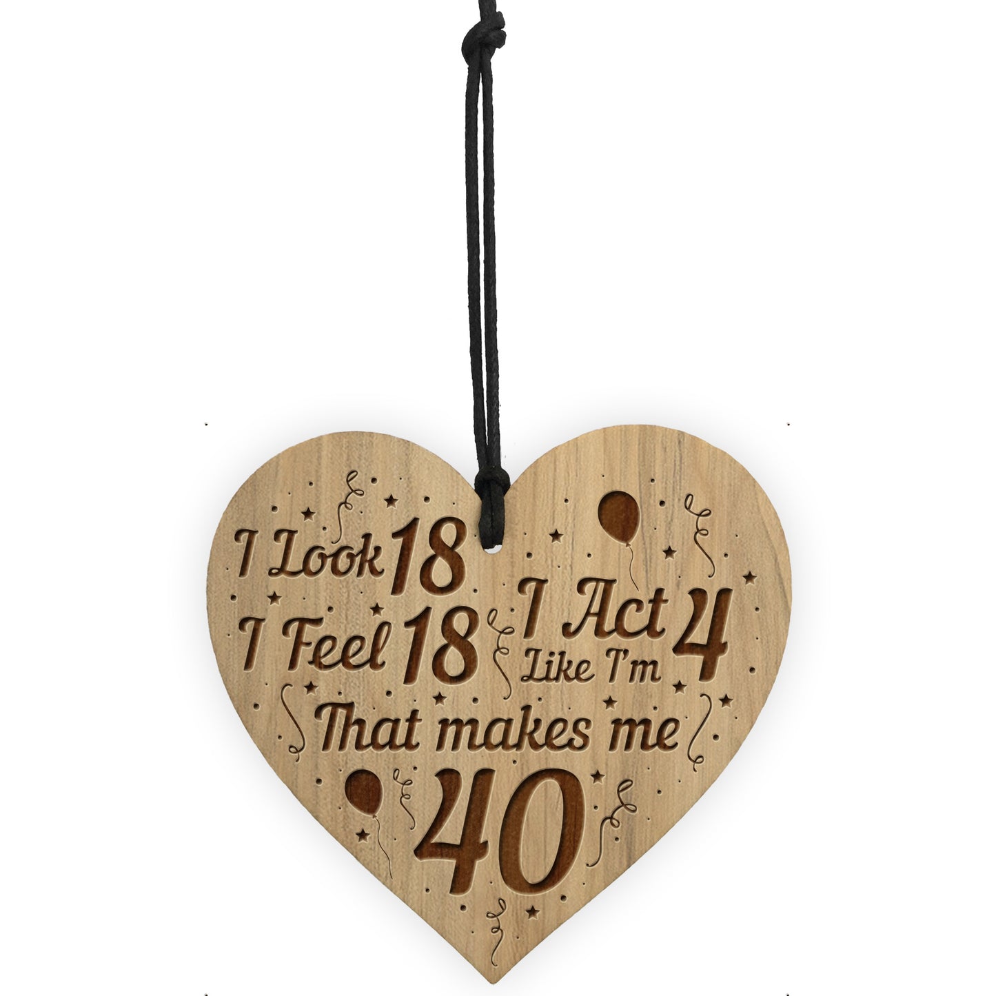 40th Birthday Gift For Him Her Engraved Heart Funny 40th