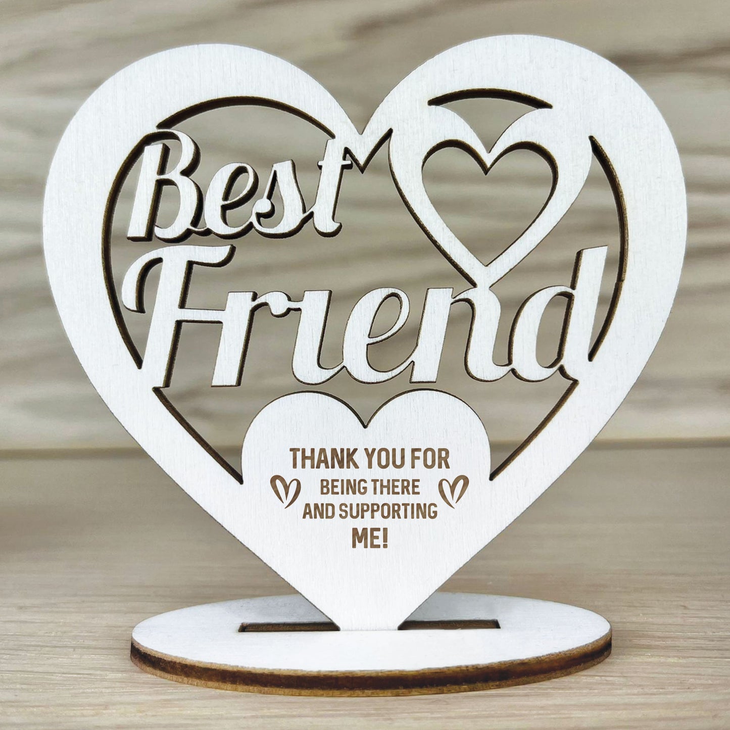 Best Friend Plaque Friendship Gift Engraved Wood Heart Thank You
