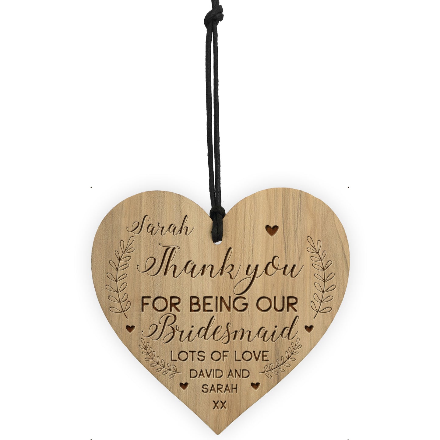 Personalised Bridesmaid Gifts Engraved Heart Thank You Gifts