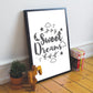 Sweet Dreams White Grey Nursery Framed Prints / Nursery Wall Art