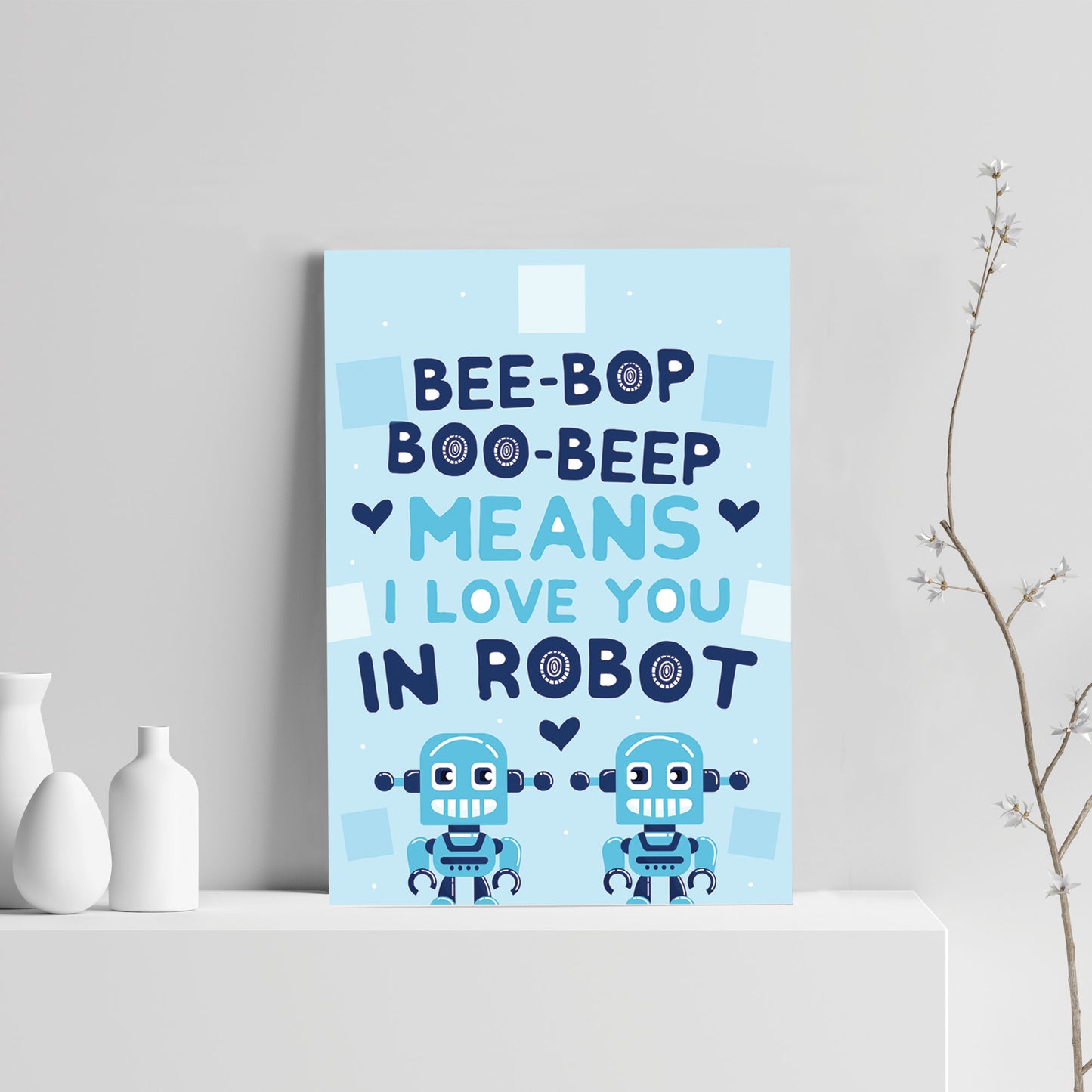 Blue Boys Bedroom Wall Art Robot Print Boy Bedroom Accessories