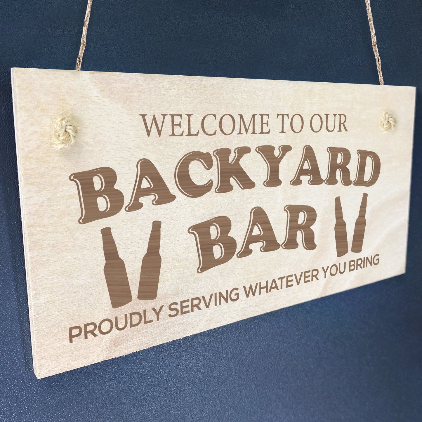 Funny Backyard Bar Sign Plaque Wood Engraved Sign Wall Door Sign